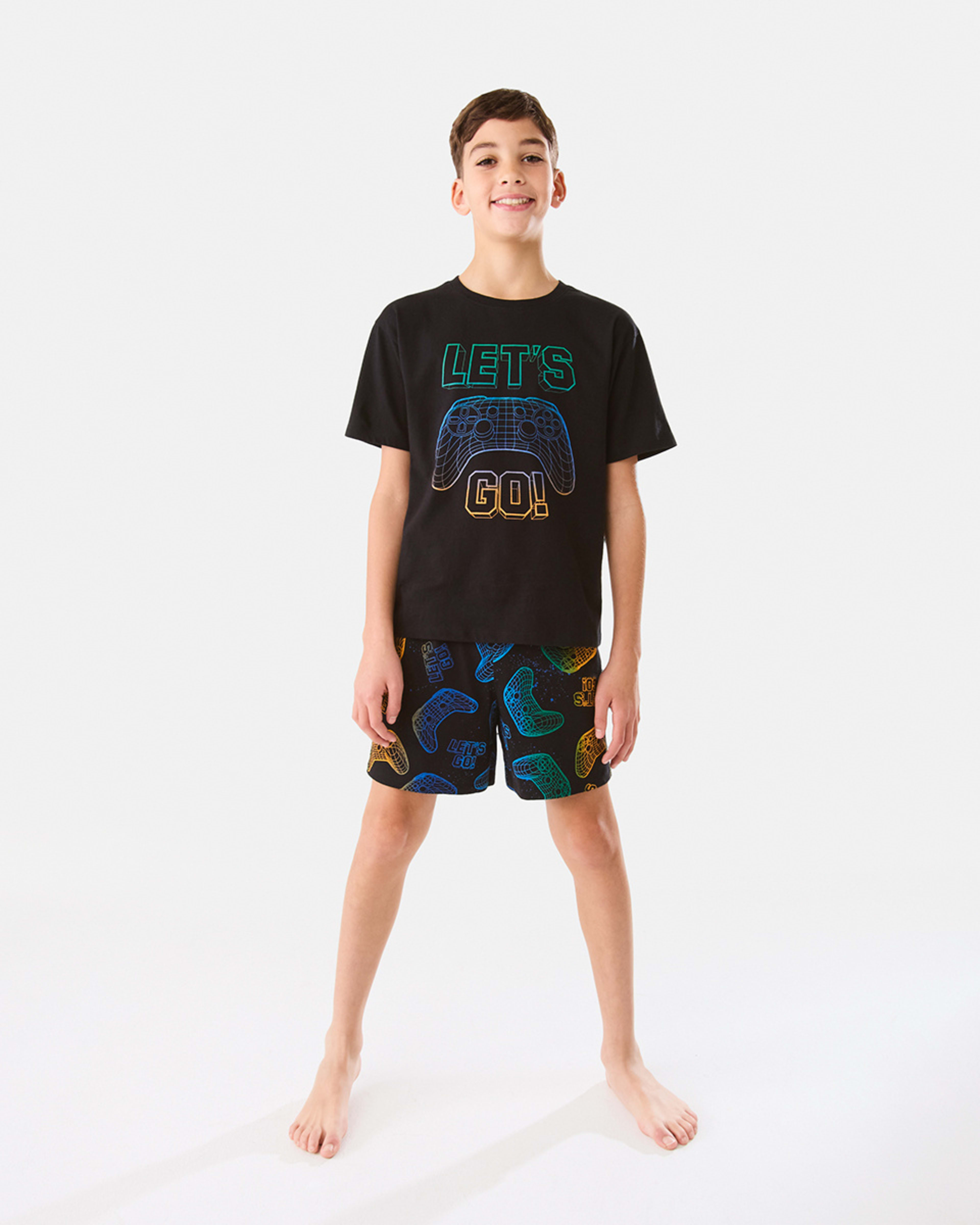 5 Short Sleeve Jersey Knit Pyjama Set Cav Game, 5 of 10