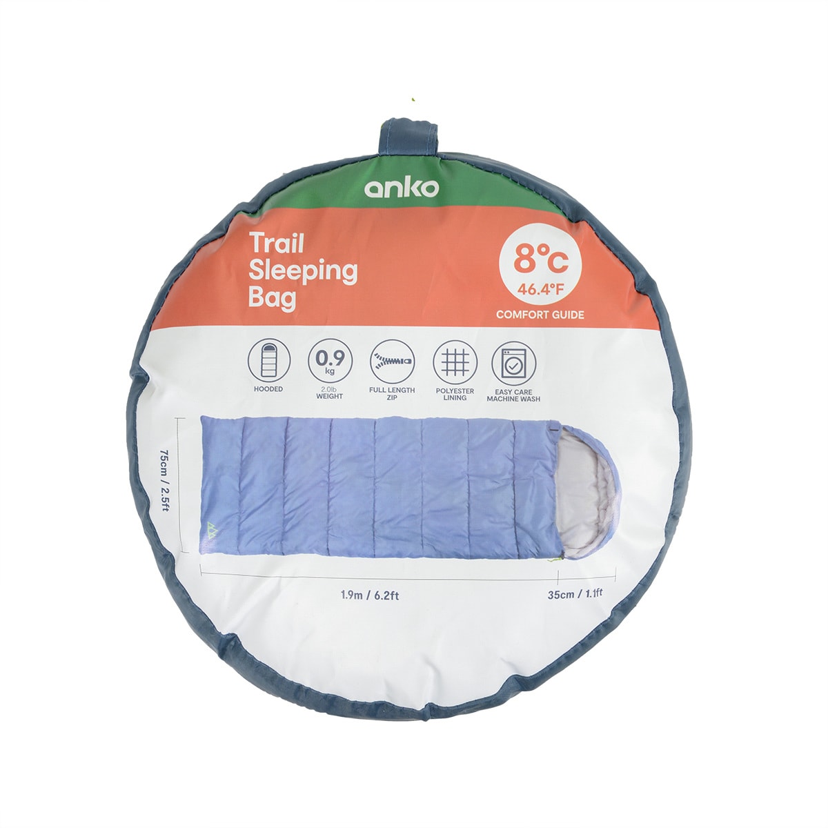 Trail Hooded Sleeping Bag Blue Kmart NZ