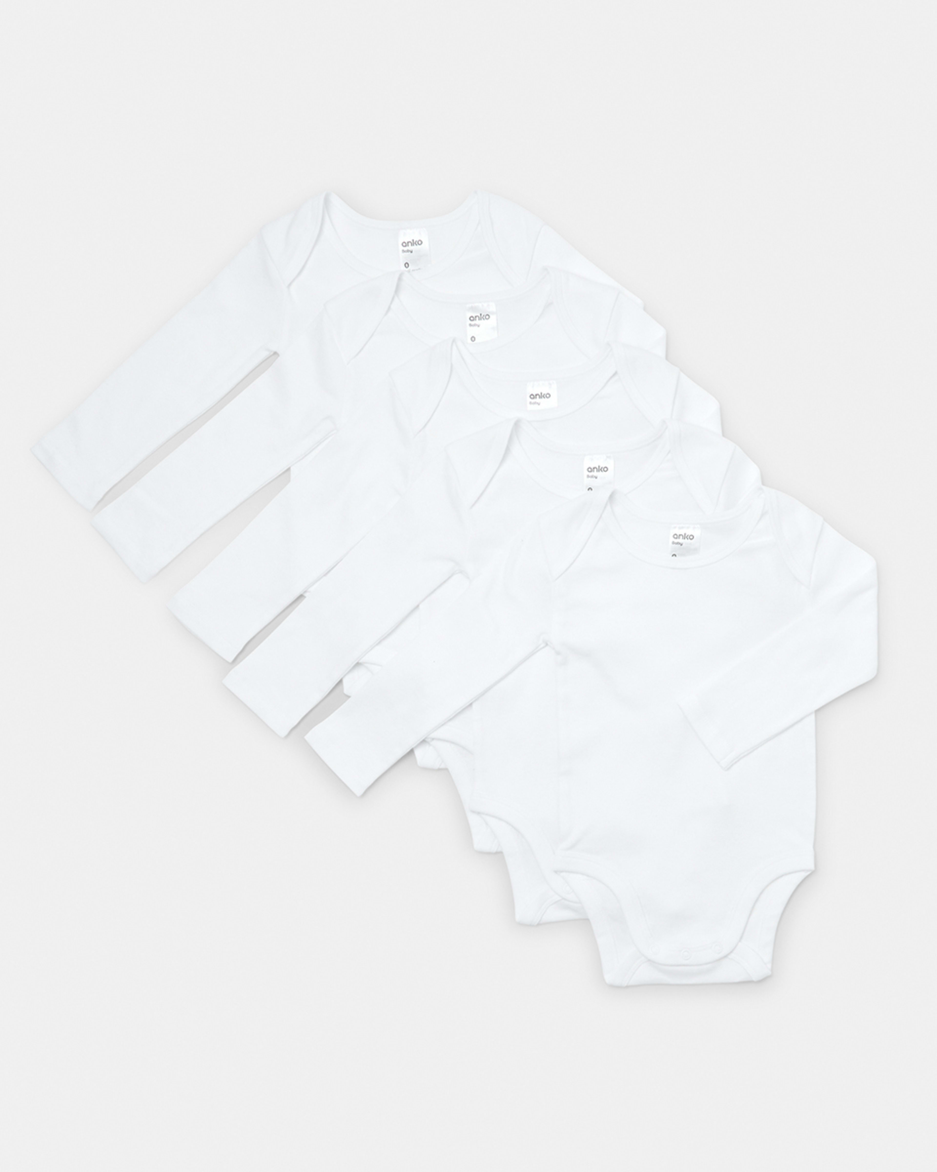 5 Pack Long Sleeve Bodysuits - Kmart NZ