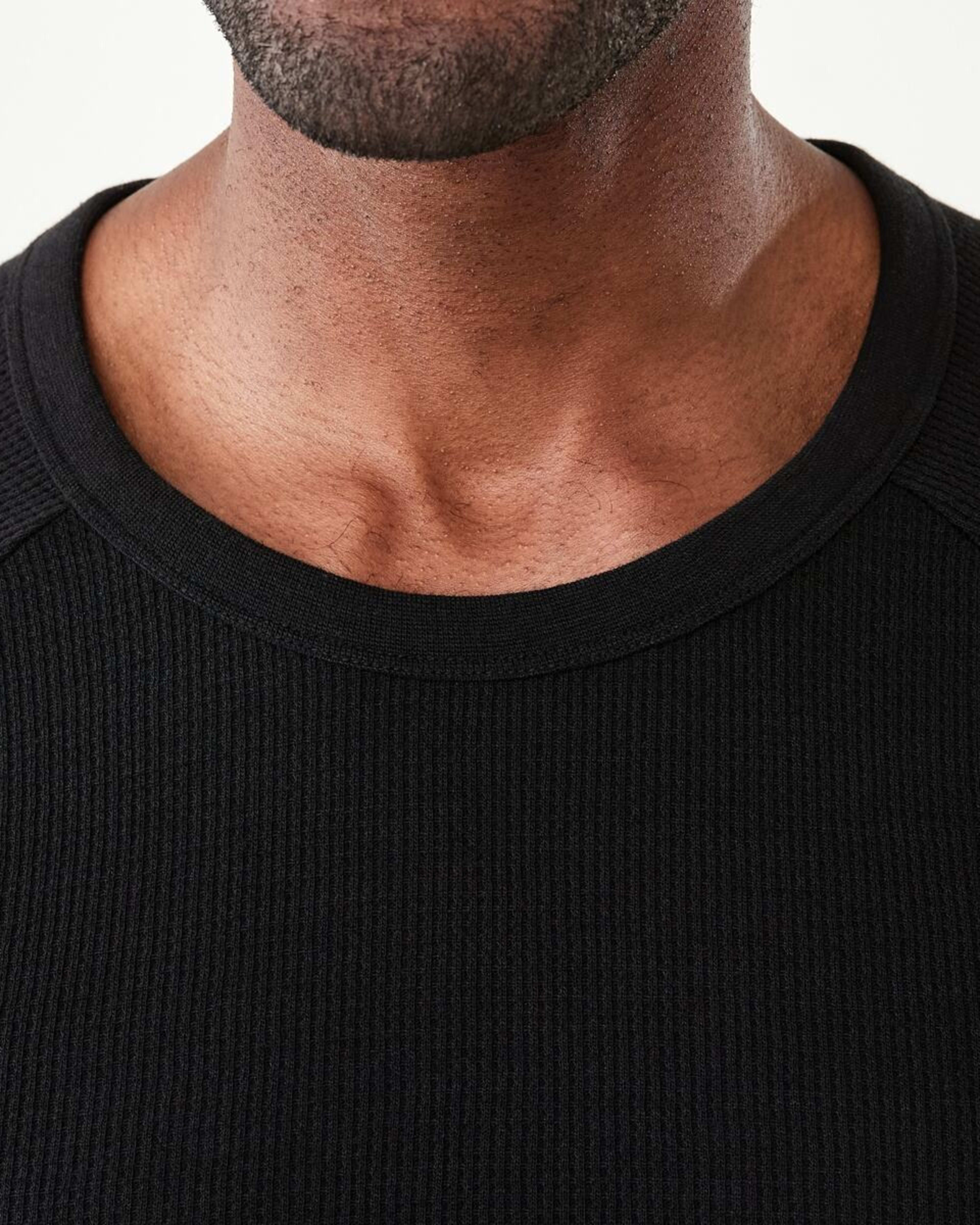 5 Short Sleeve Mini Waffle Thermal Top Black, 5 of 5