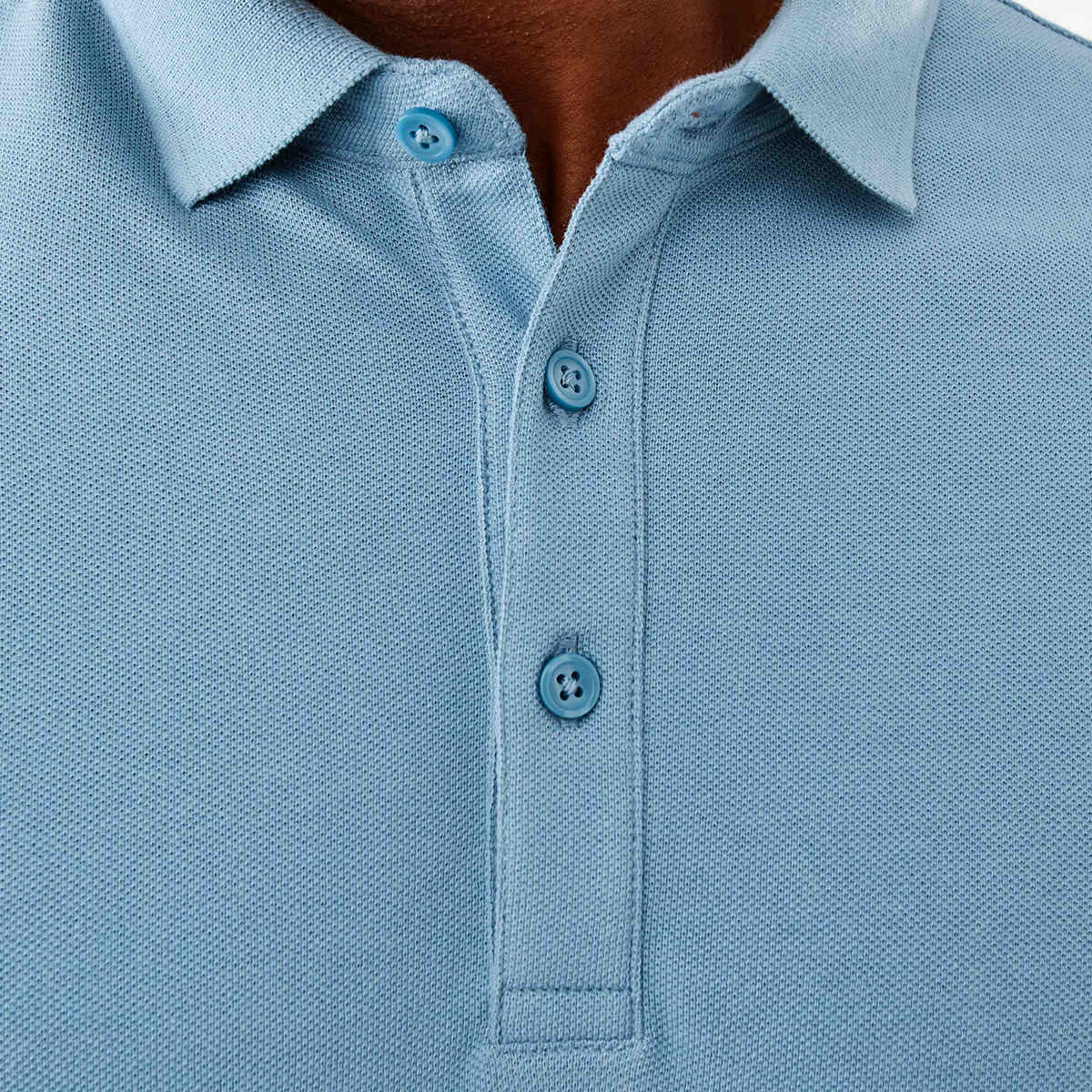 5 Long Sleeve Pique Polo Shirt Blu Slate, 5 of 6