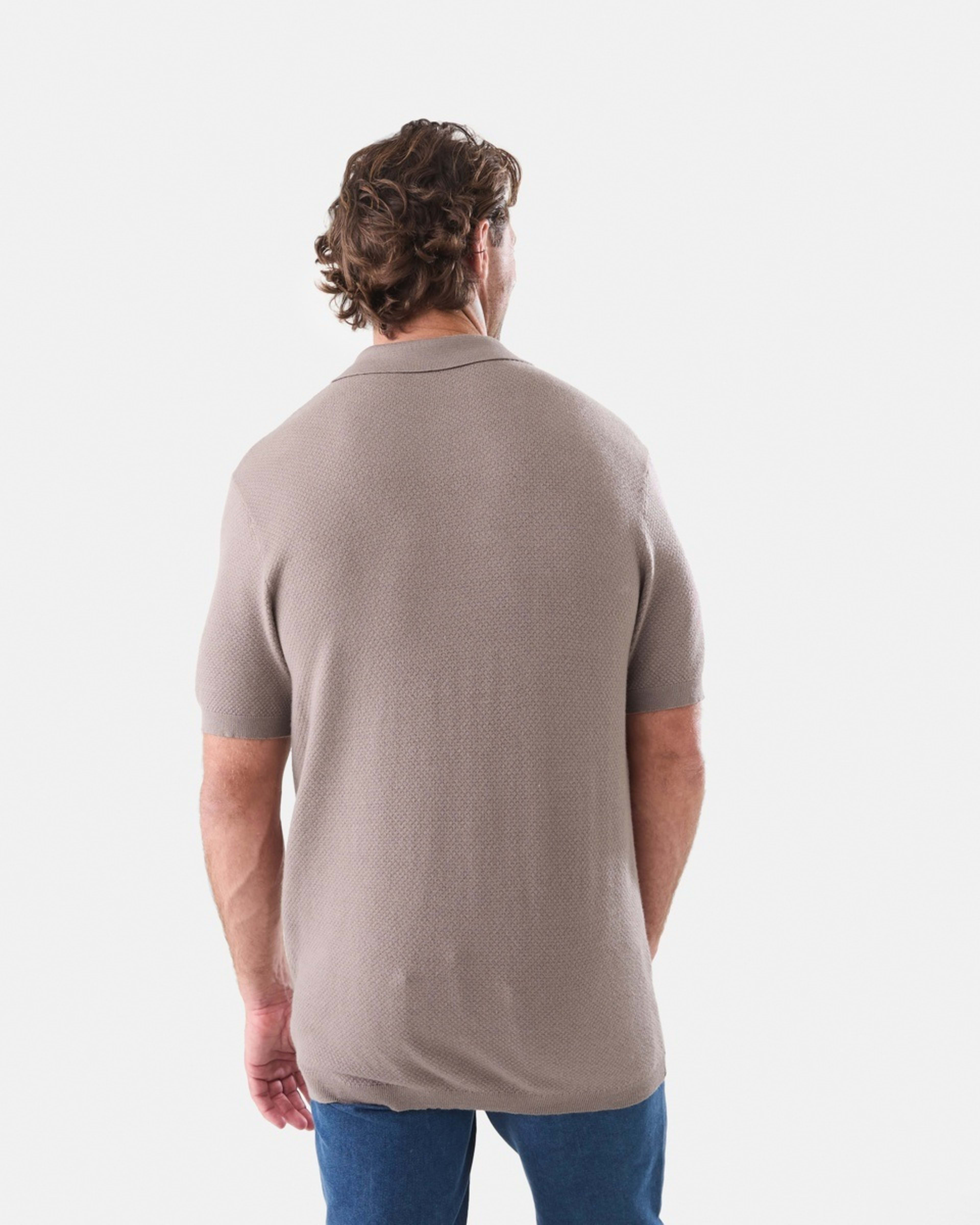 3 Button Up Knit Polo Shirt Brn Marle, 3 of 5