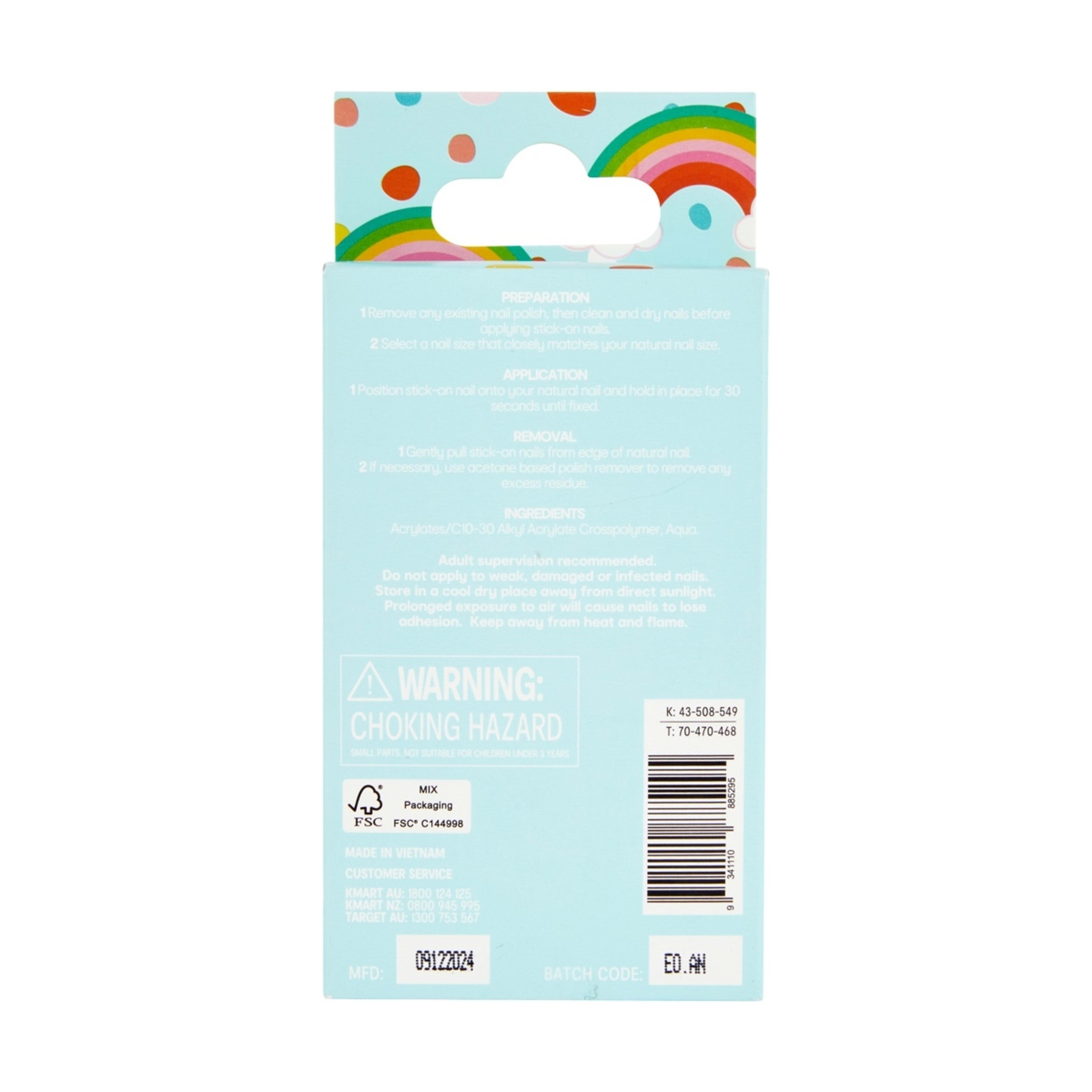 2 OXX Junior 24 Pack Kids Pre-Glued Stick-On Nails - Flowers, 2 of 5