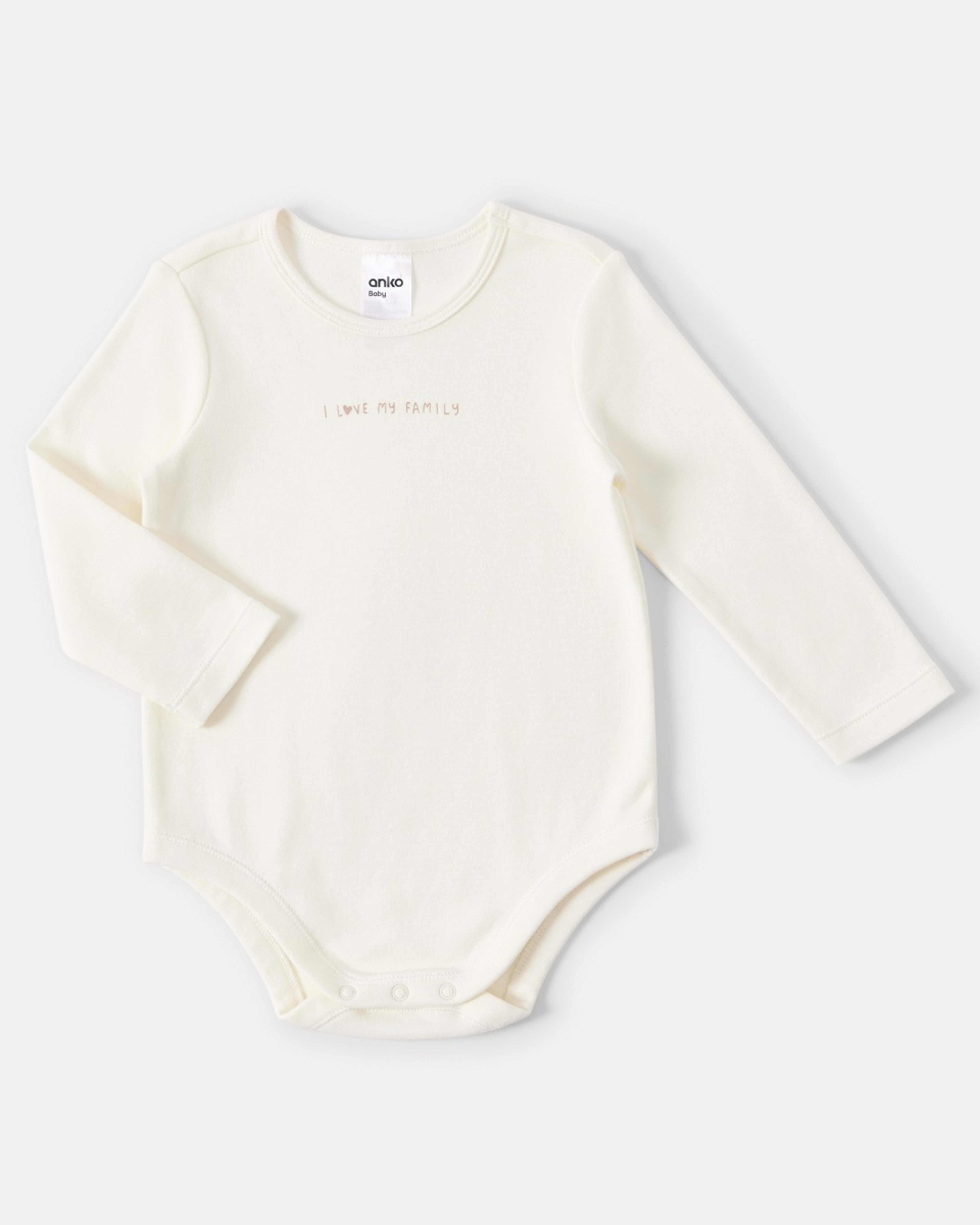 1 Long Sleeve Print Bodysuit Family Love