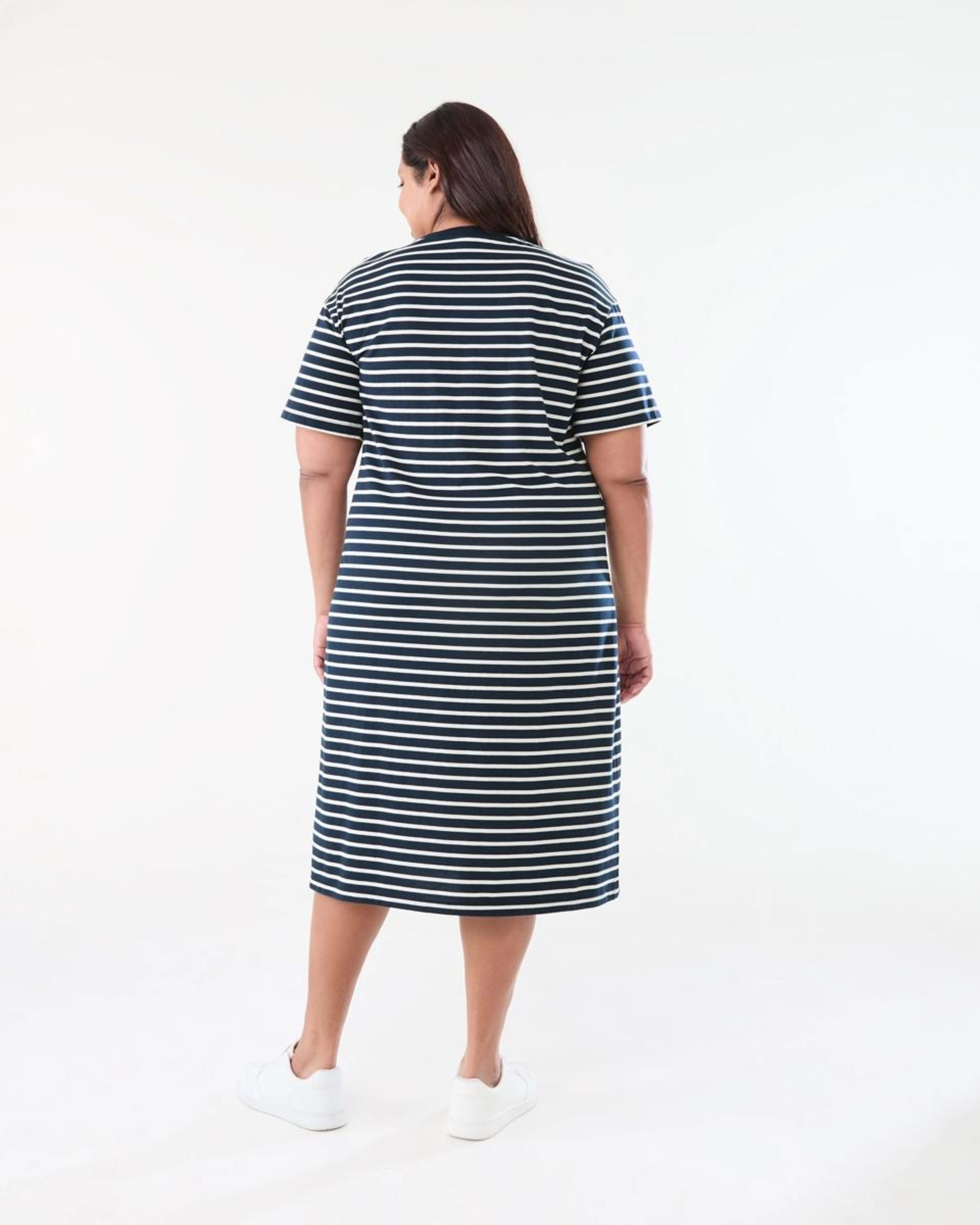 3 Curve Short Sleeve T-shirt Dress NAVY STRIPE SKY CAPTAIN, 3 of 5