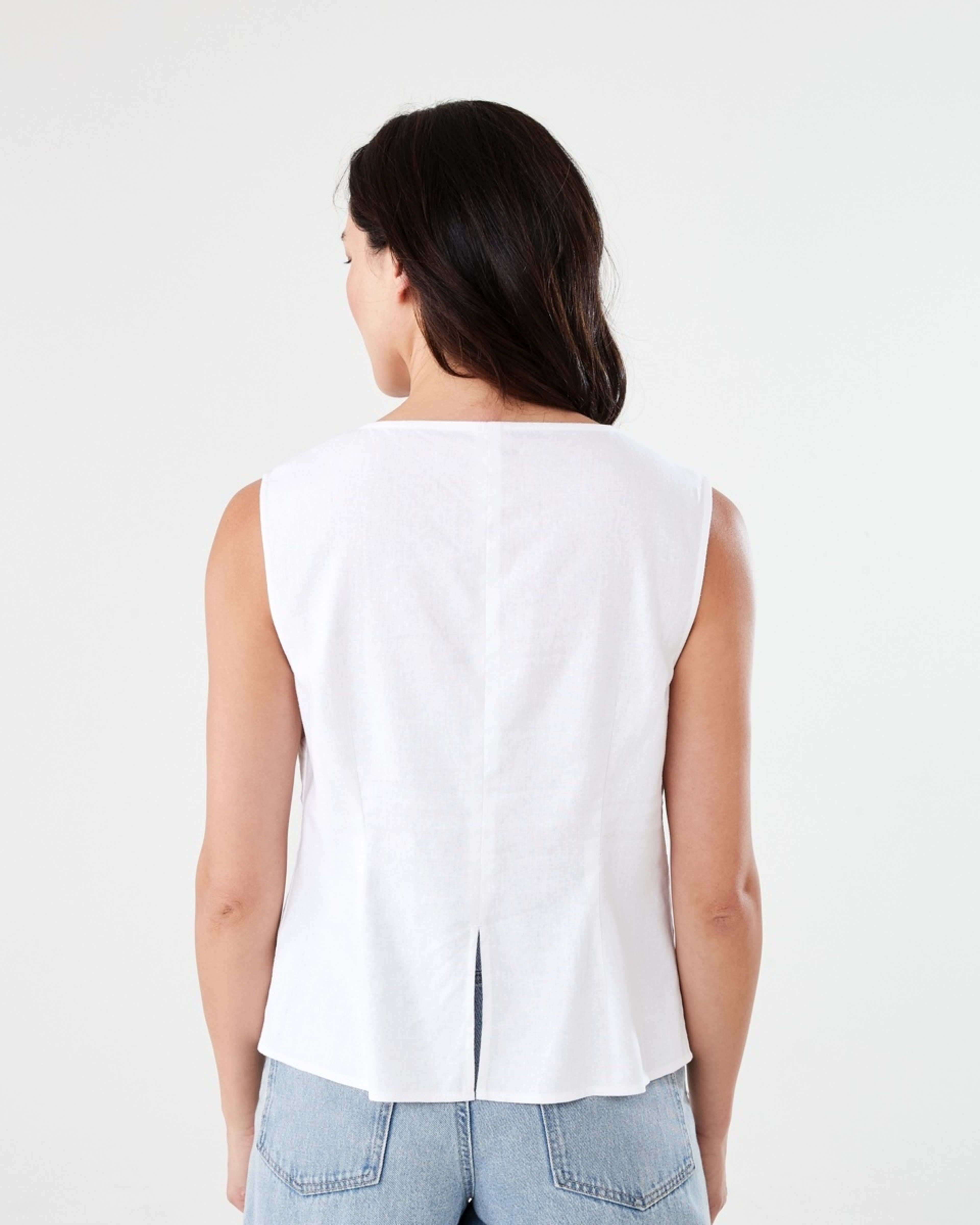 3 Sleeveless Asymmetrical Button Through Vest WHITE, 3 of 7