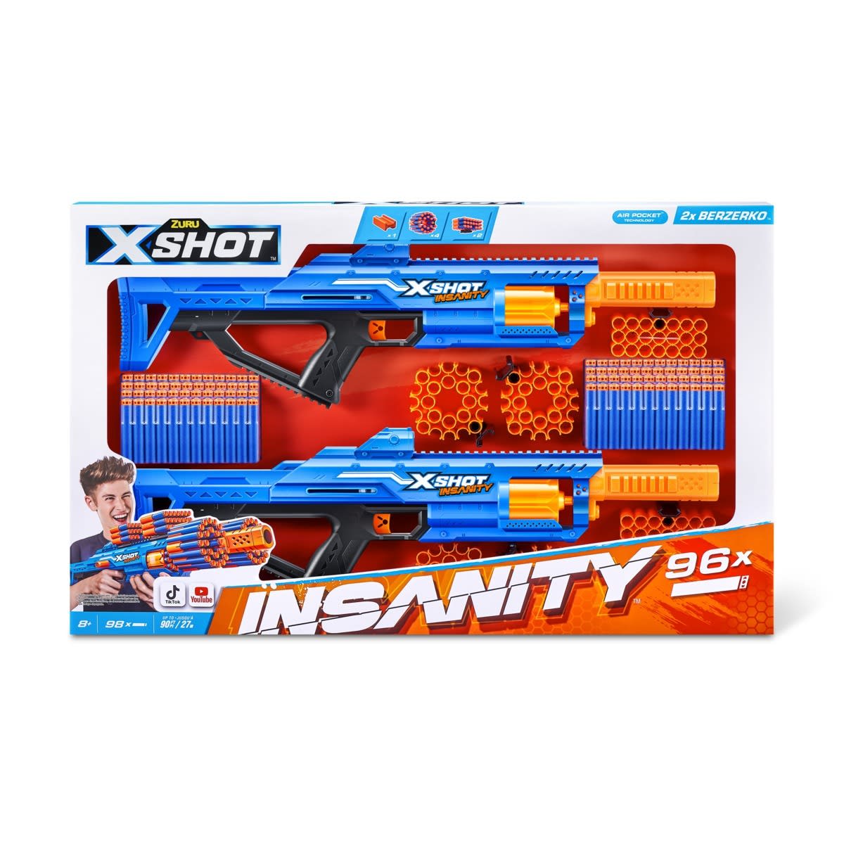 2 Pack Zuru X-Shot Insanity Berzerko Blaster 96 Darts - Kmart