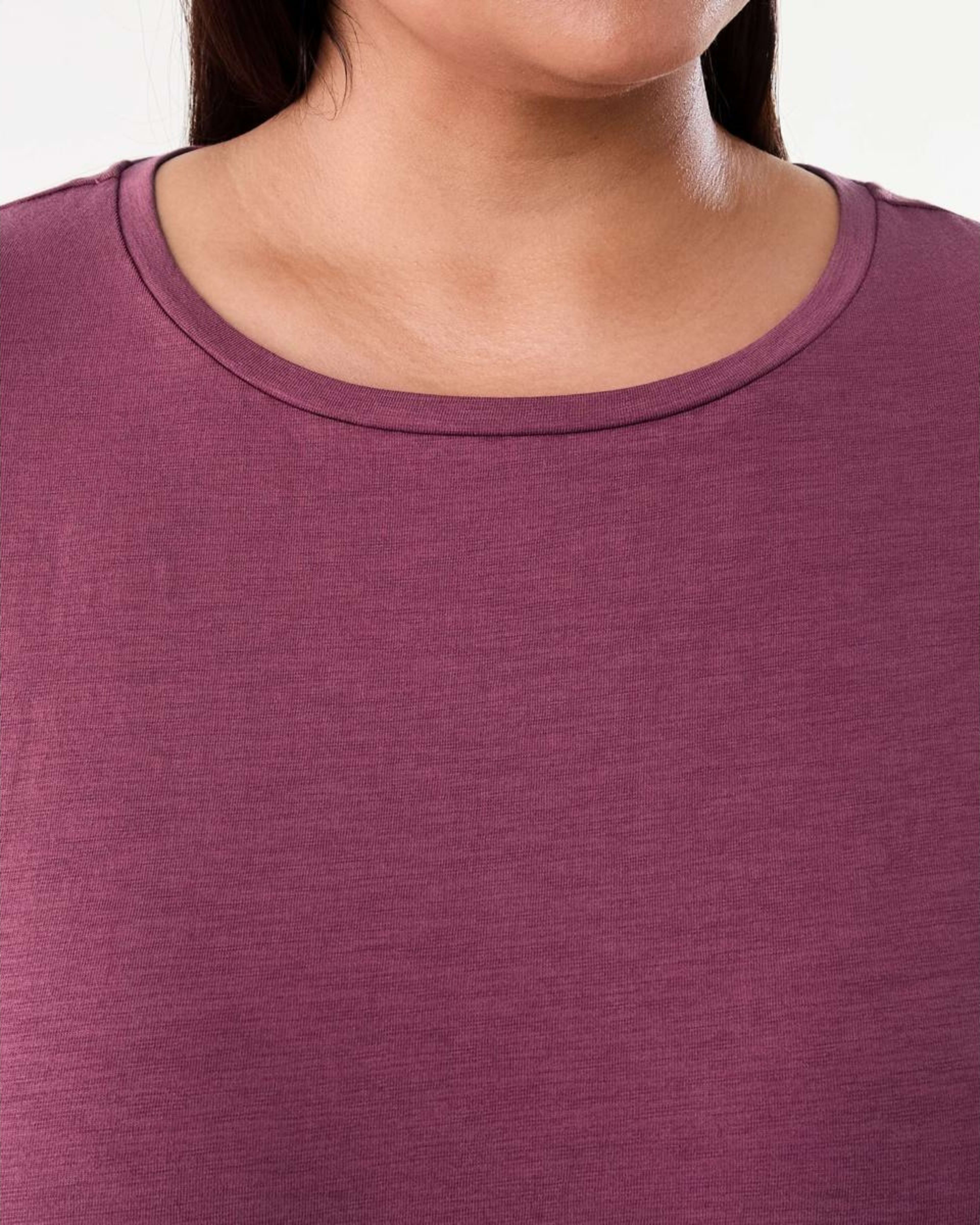 5 Curve Short Sleeve Longline Slub T-shirt Maroon, 5 of 7