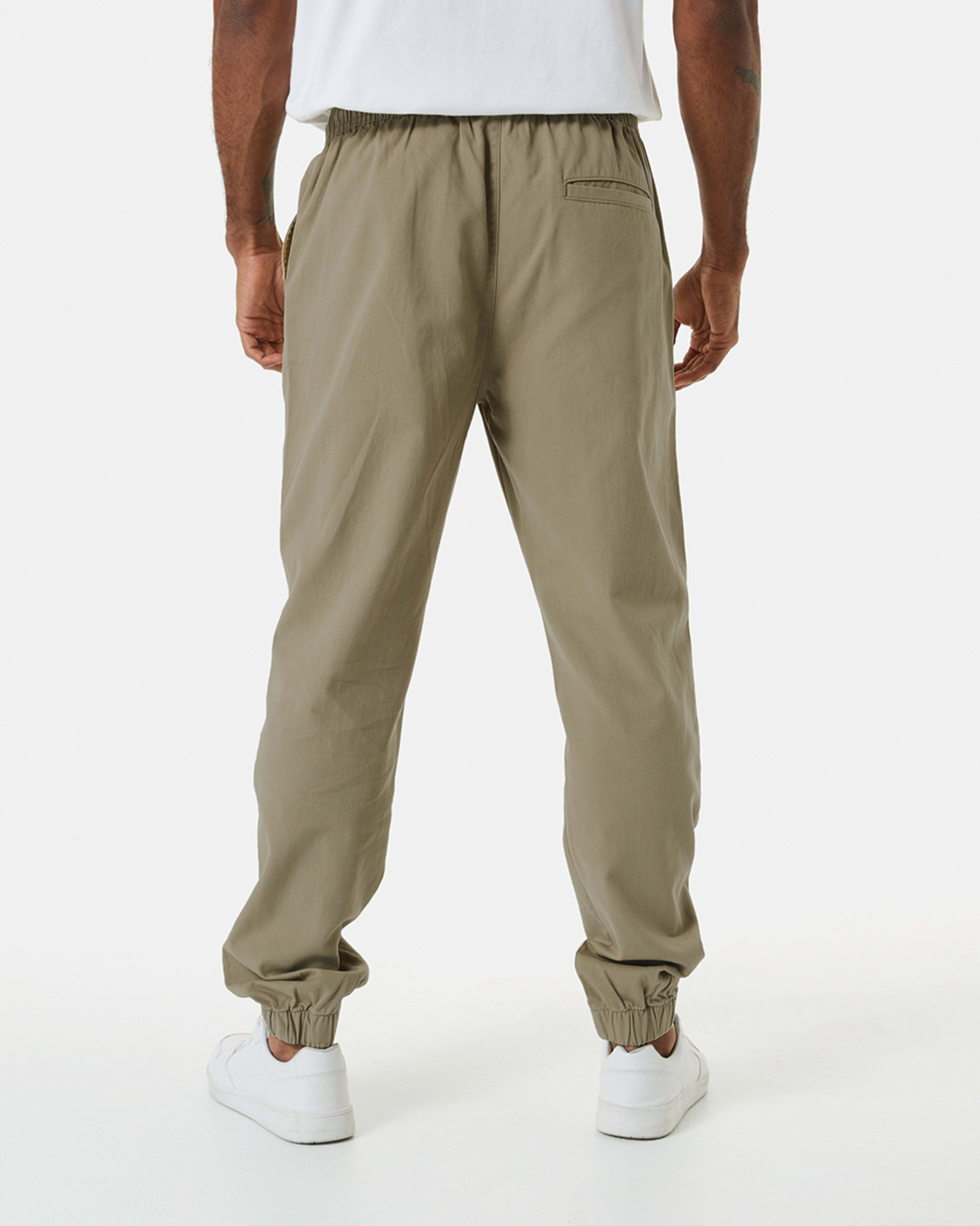 3 Elastic Waist Jogger Pants Khaki Beige, 3 of 5