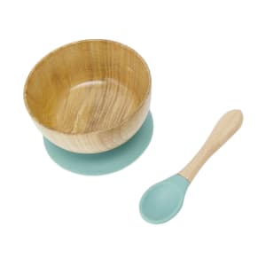 Wooden & Silicone Bowl & Spoon - Kmart