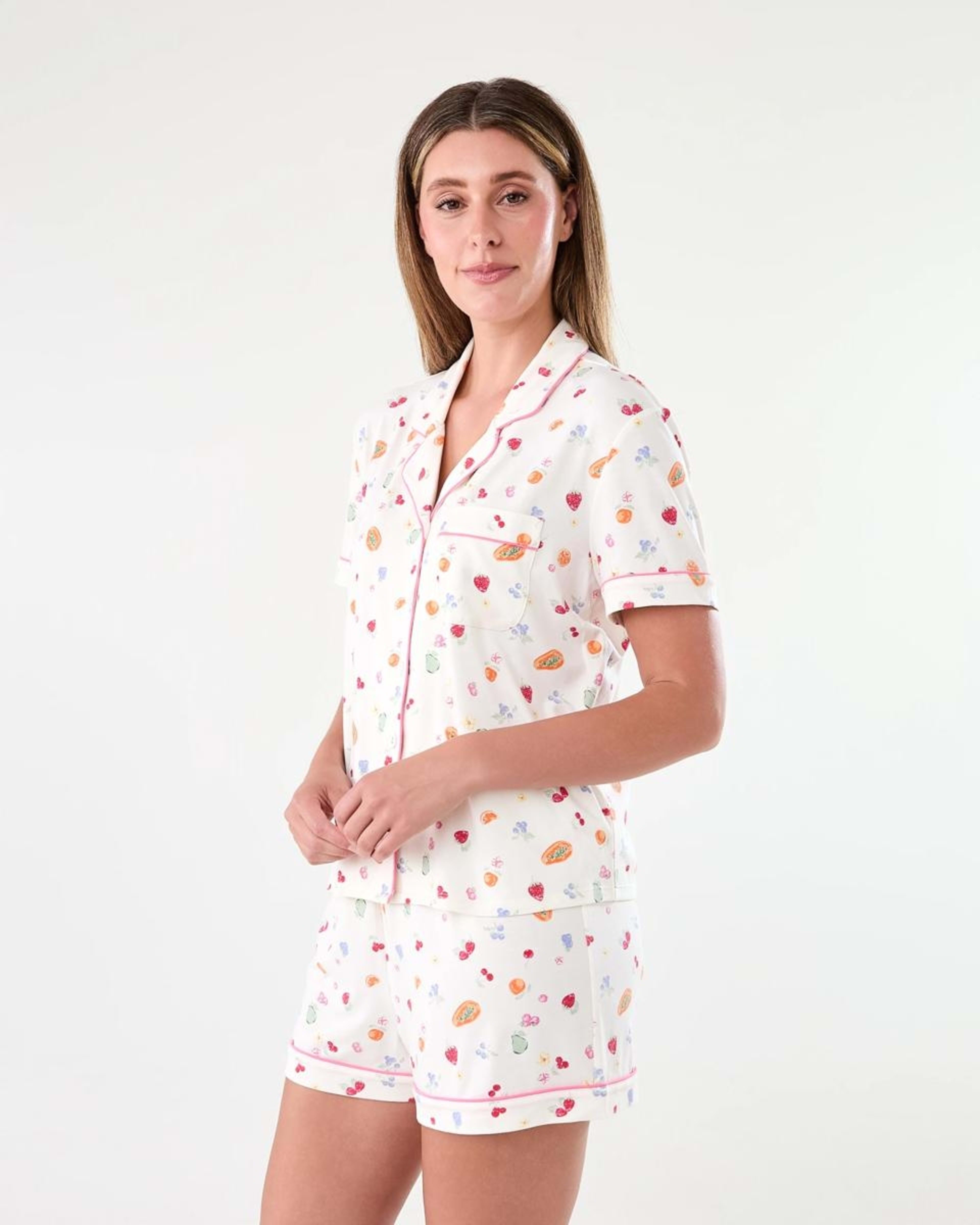 2 Short Sleeve Top and Shorts Comfort Pyjama Set Fruitsalad, 2 of 10