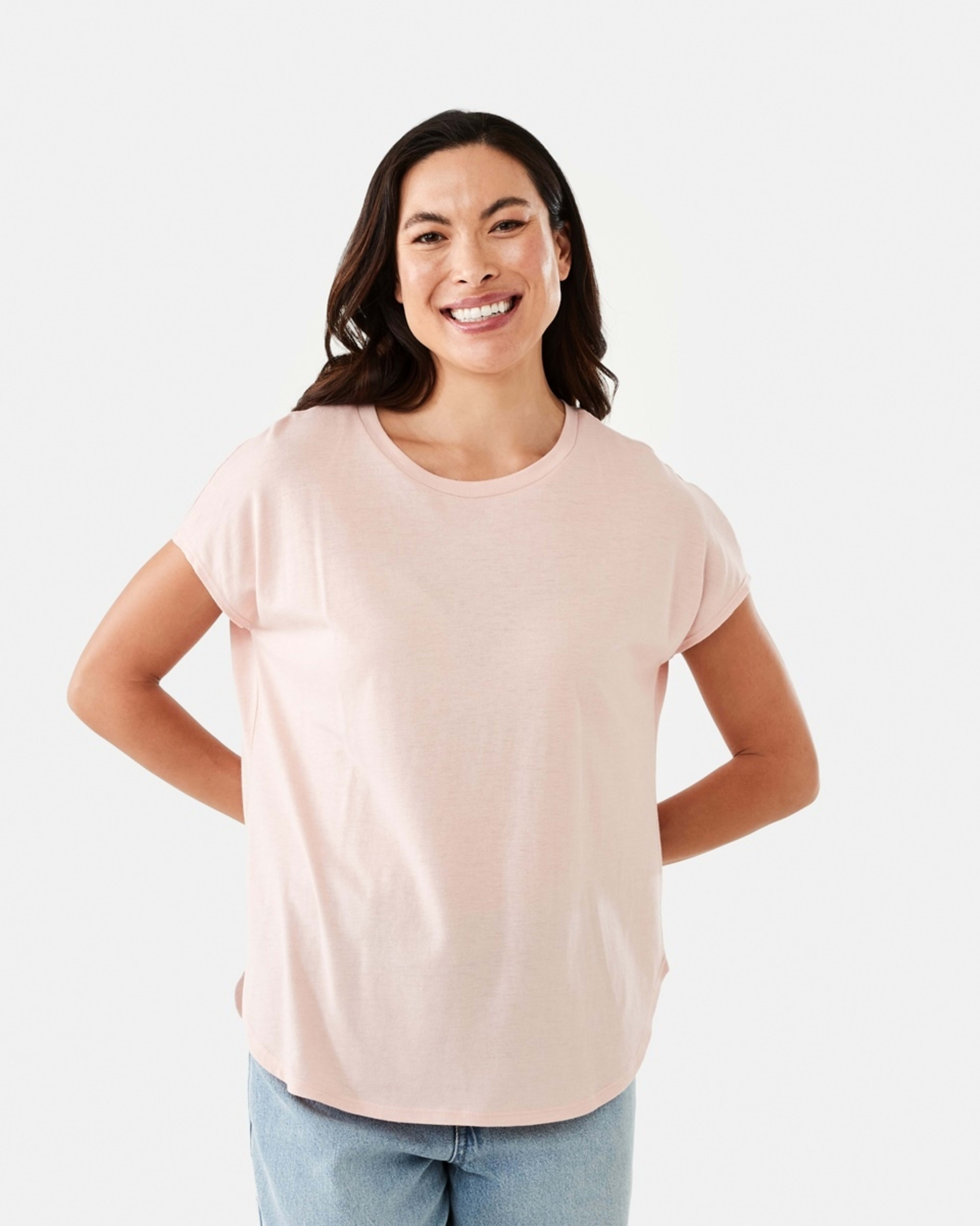 1 Extended Sleeve Slub T-shirt Rose Pink, 1 of 6