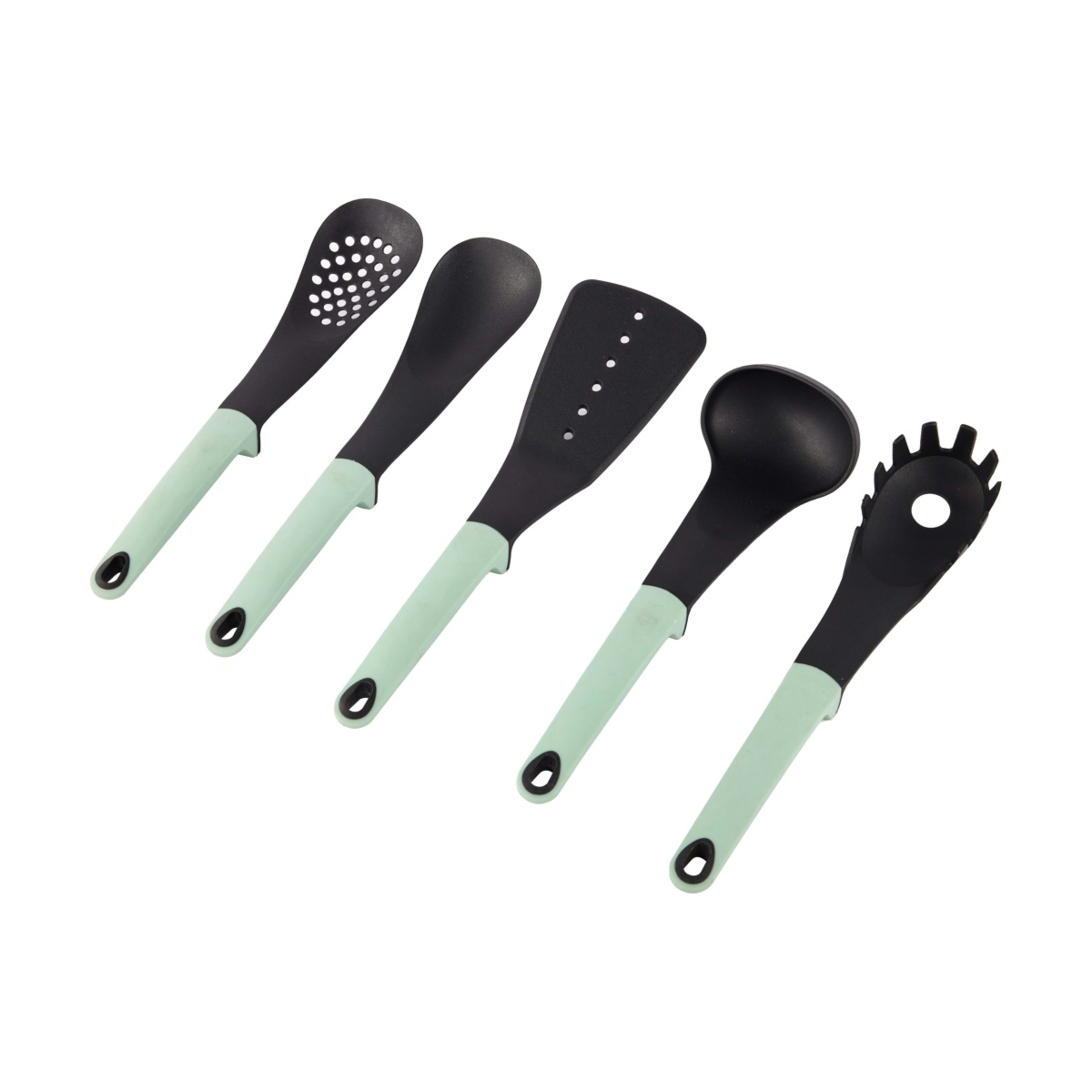 2 Set of 5 Nylon Utensils with Soft Touch Handles, 2 of 5