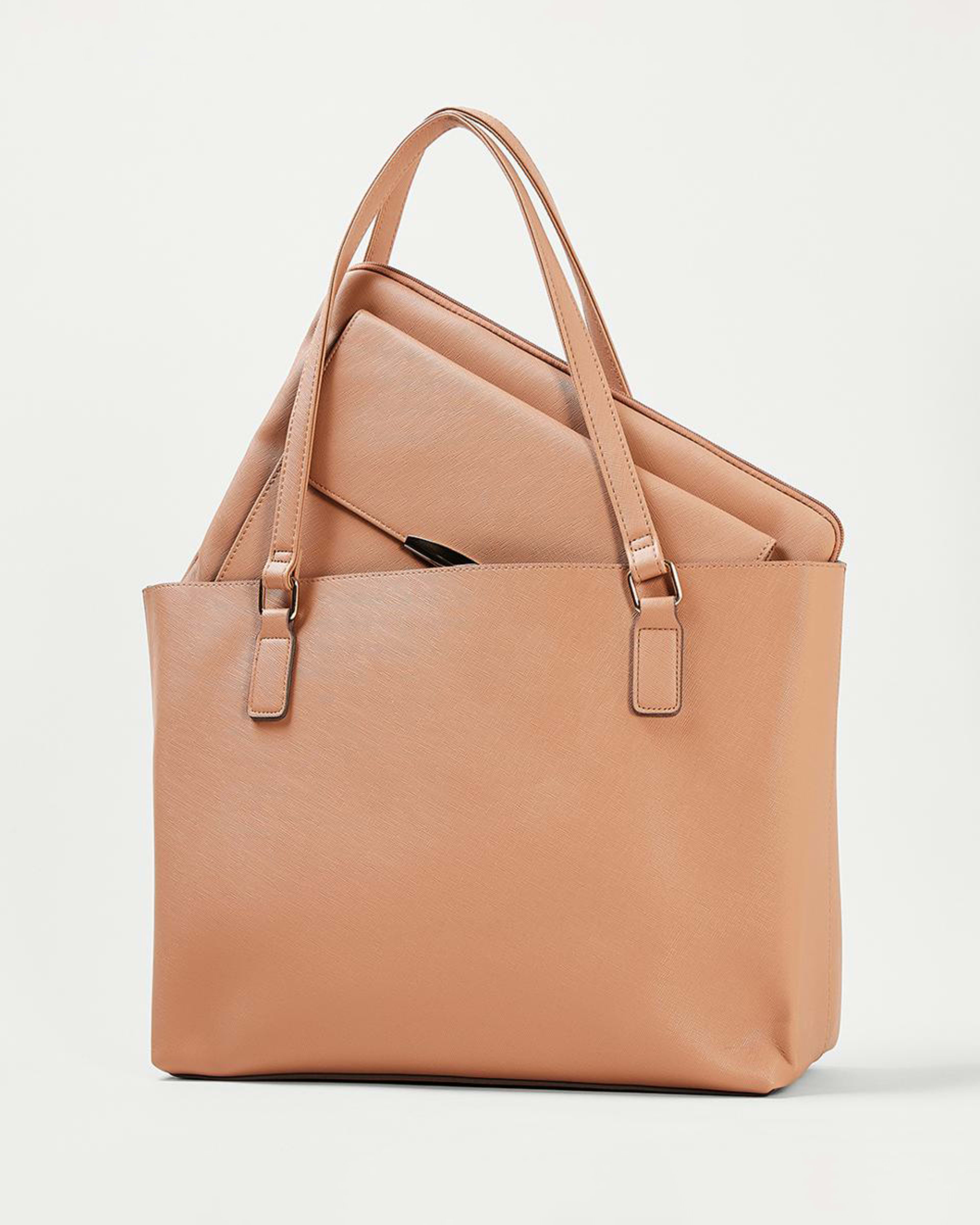 3 Pocket Tote Bag Light Tan, 3 of 9