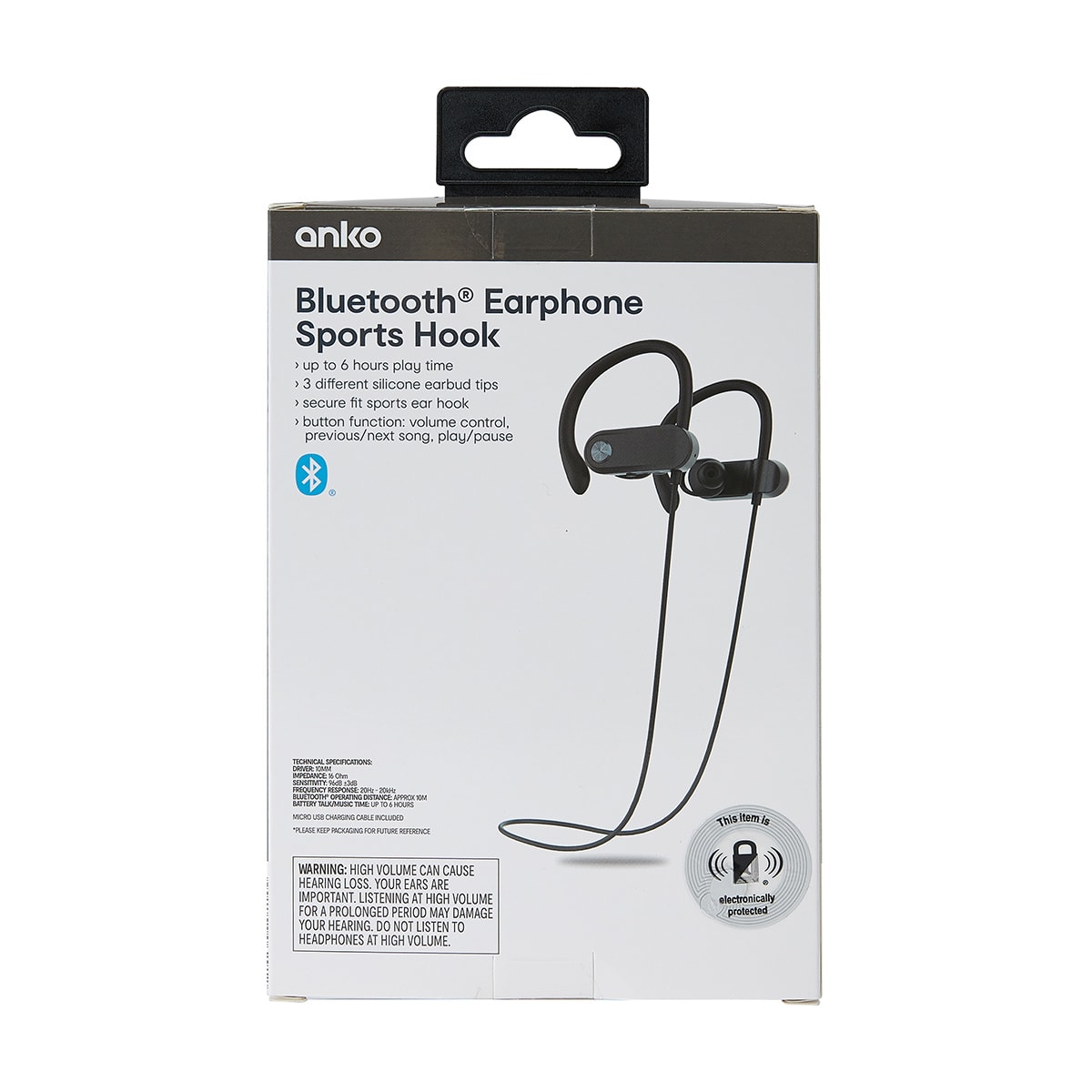 Sports Hook Bluetooth Earphones Black Kmart NZ