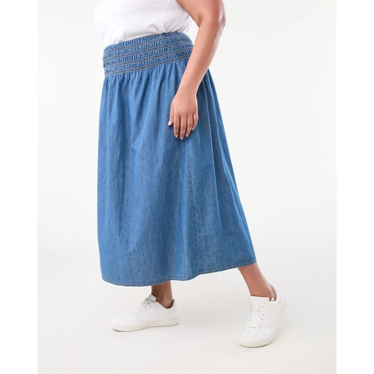 Curve Chambray Midi Skirt - Kmart