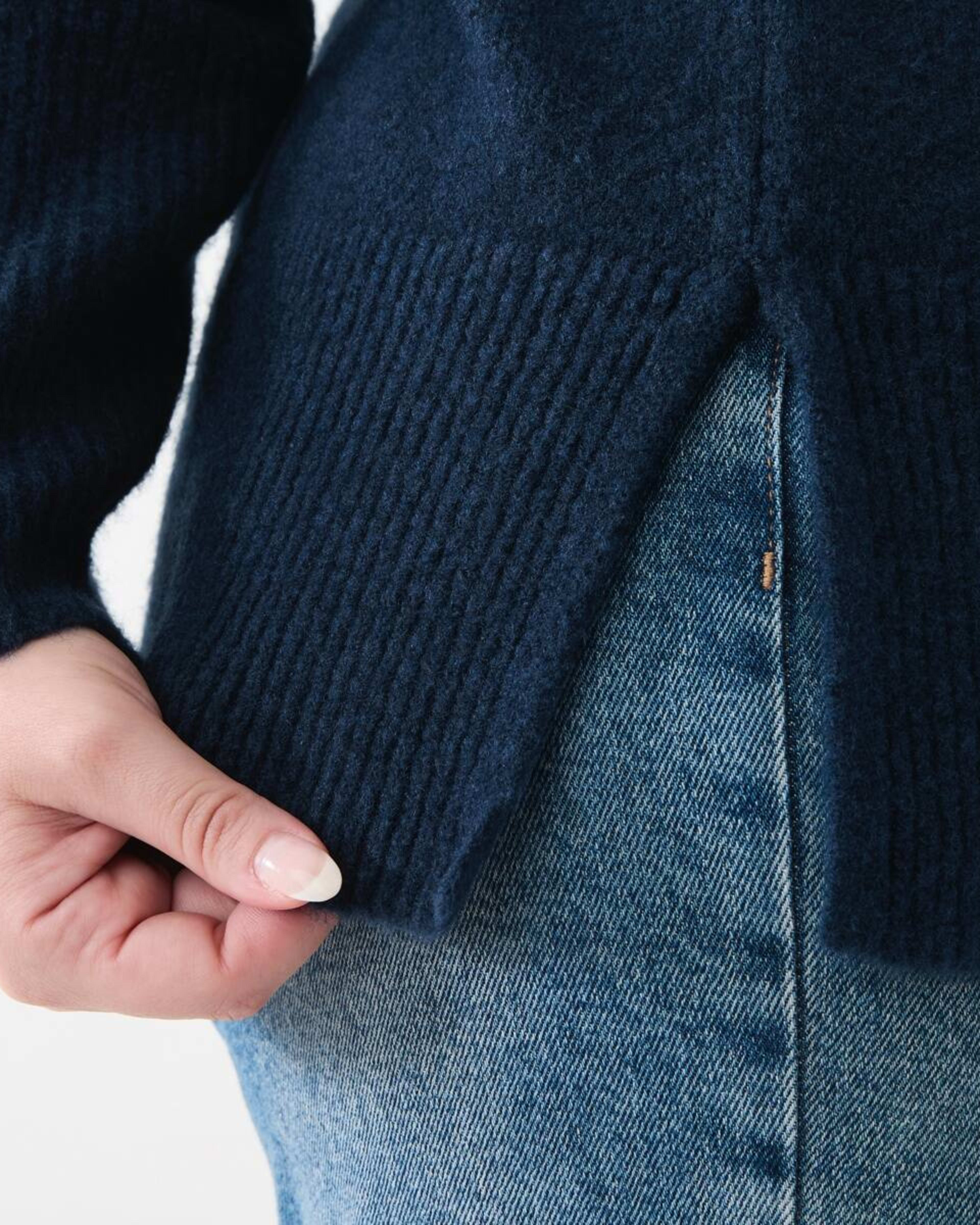 6 Curve Button Detail V-Neck Jumper Navy Blazer, 6 of 6