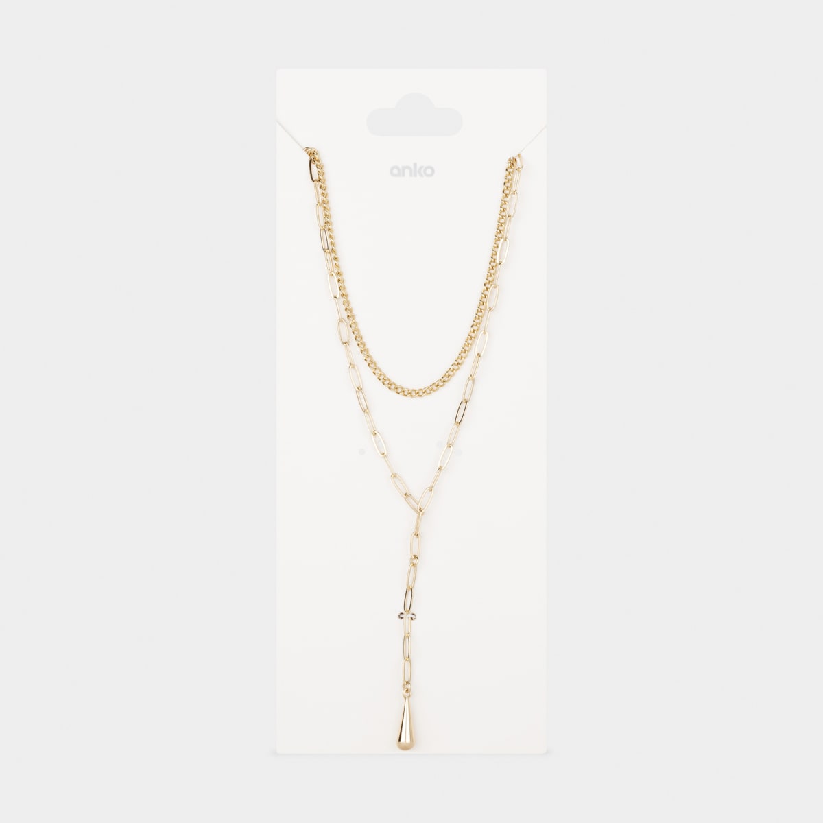 Multi Layered Necklace with Tear Drop Charm Gold Tone Kmart