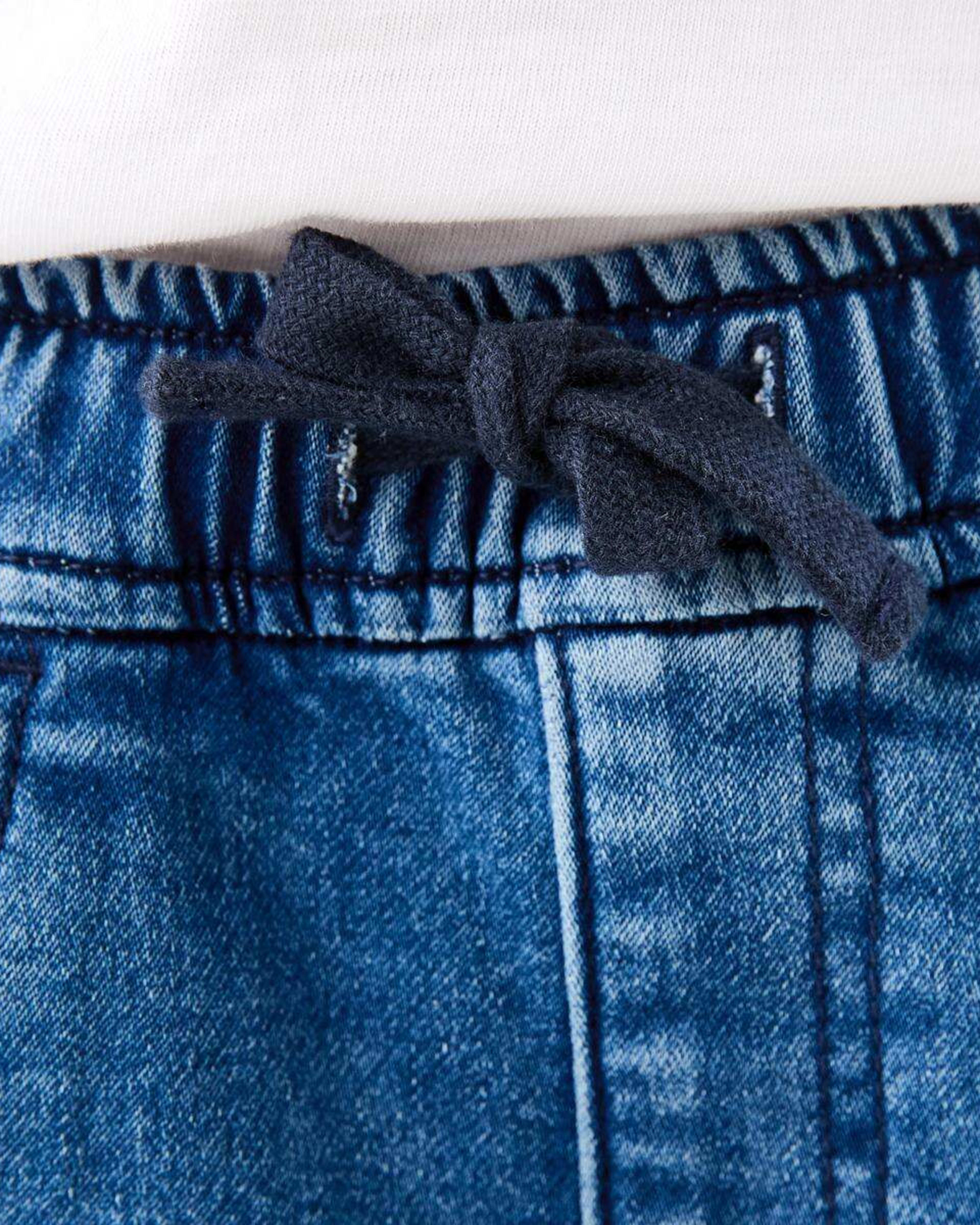 3 Knit Denim Shorts MID WASH, 3 of 6