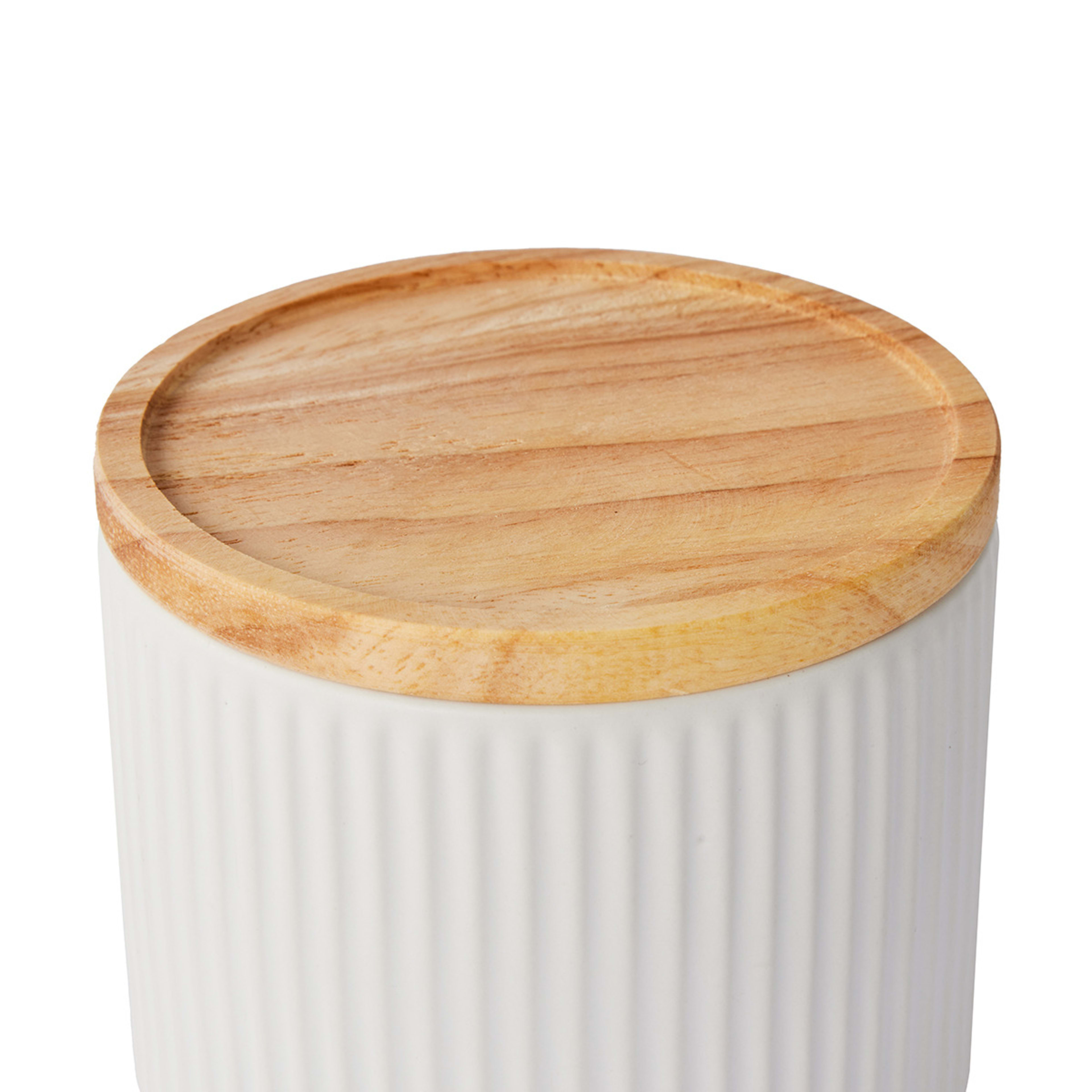 4 Small White Ribbed Canister, 4 of 8