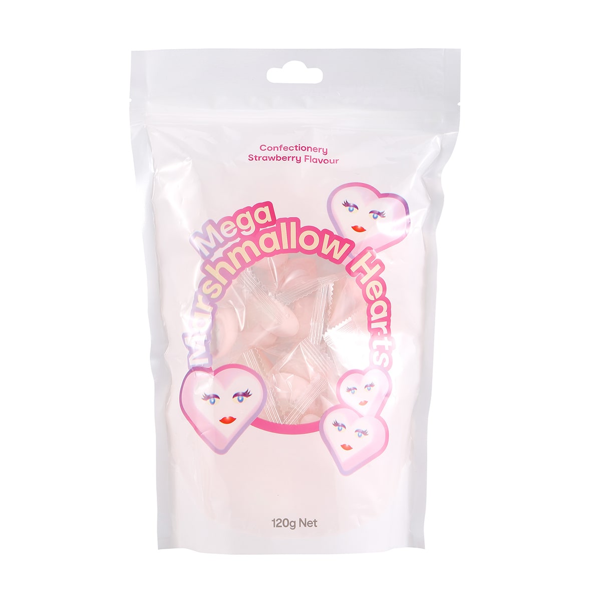 Mega Marshmallow Hearts 120g Kmart