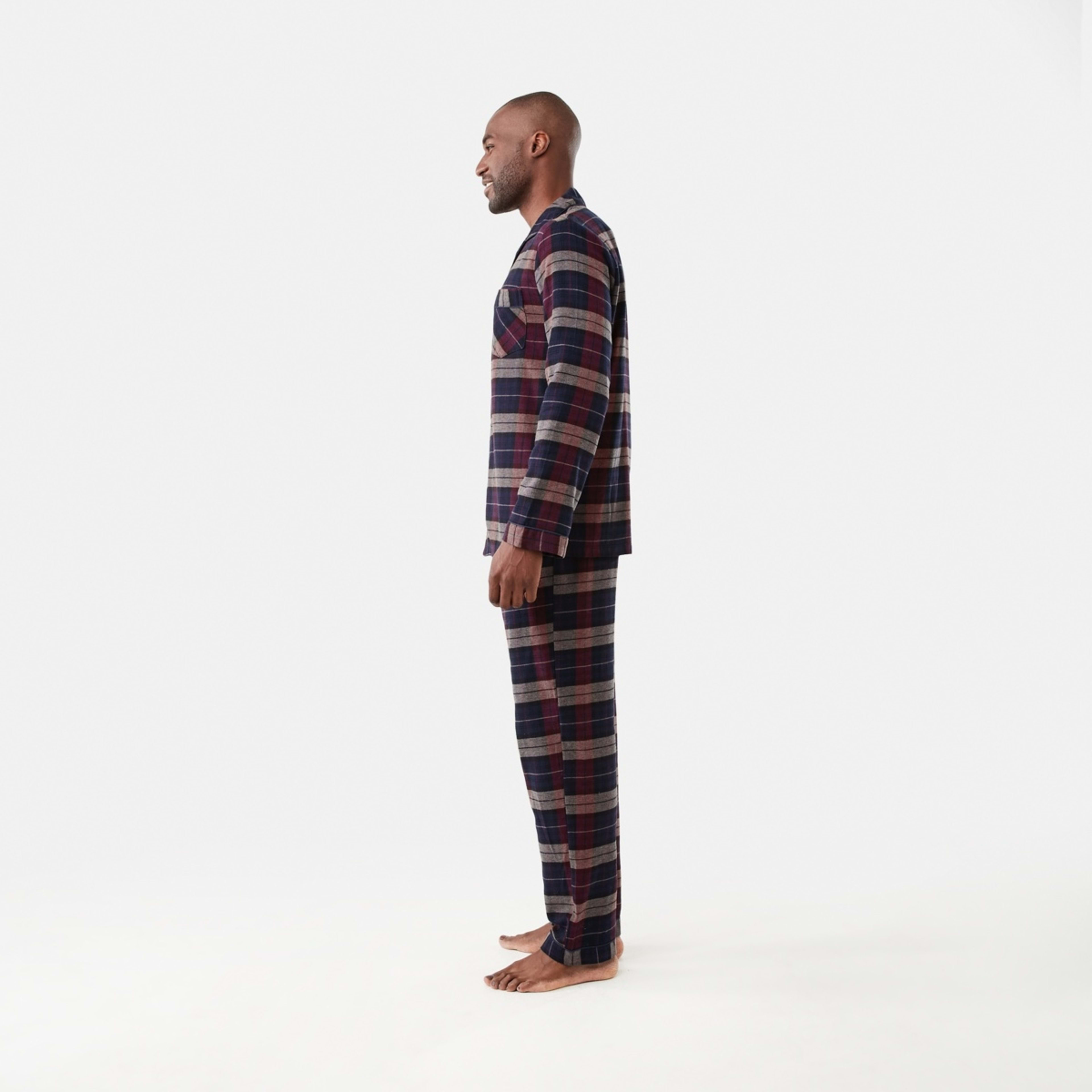 2 Long Sleeve Woven Button Through Pyjama Set Earthwatch Check, 2 of 8