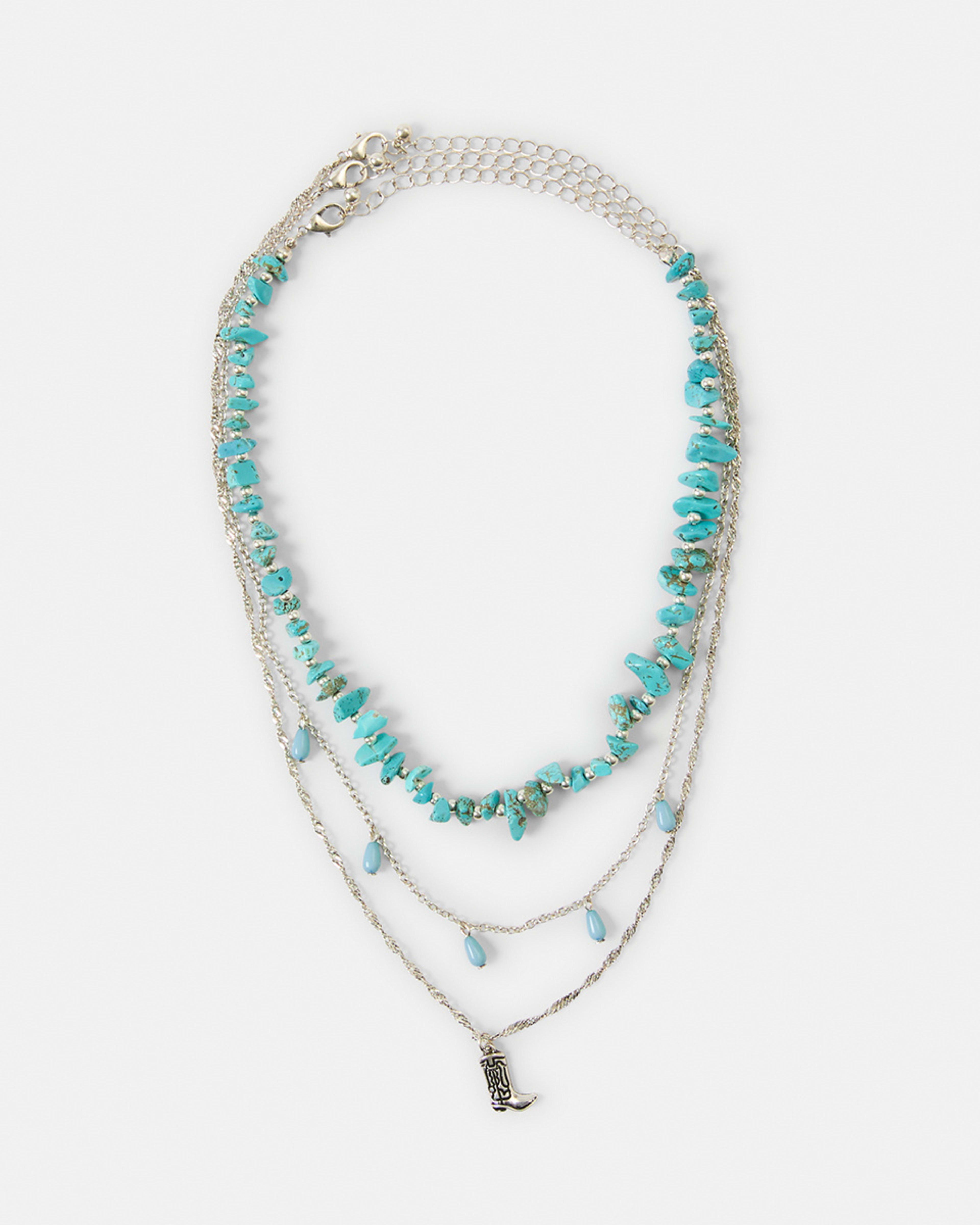 2 3 Pack Turquoise Layered Necklace - Blue and Silver Tone Silver, 2 of 4