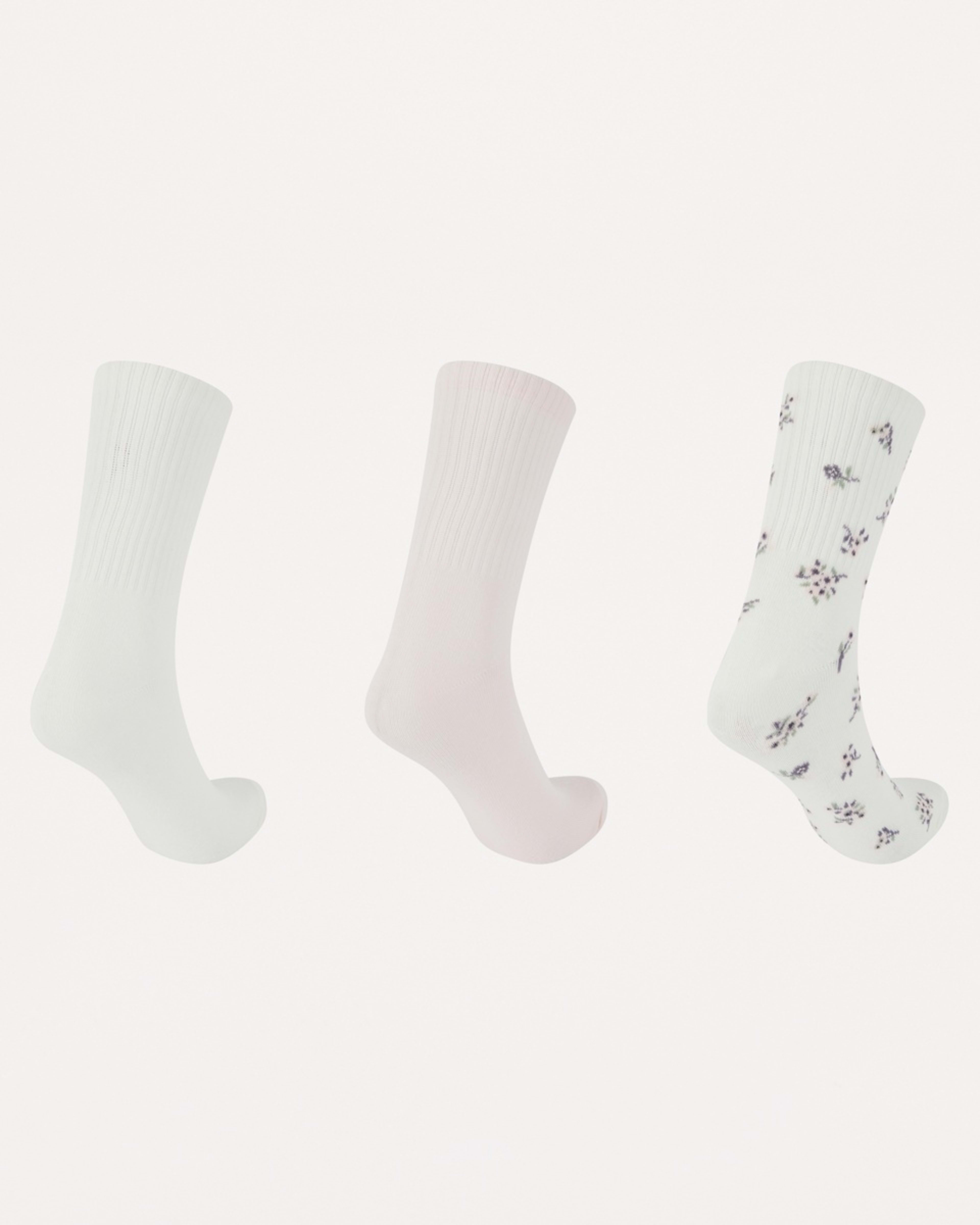 2 3 Pack Rib Quarter Crew Socks FLORAL BALLERINA PINK, 2 of 3