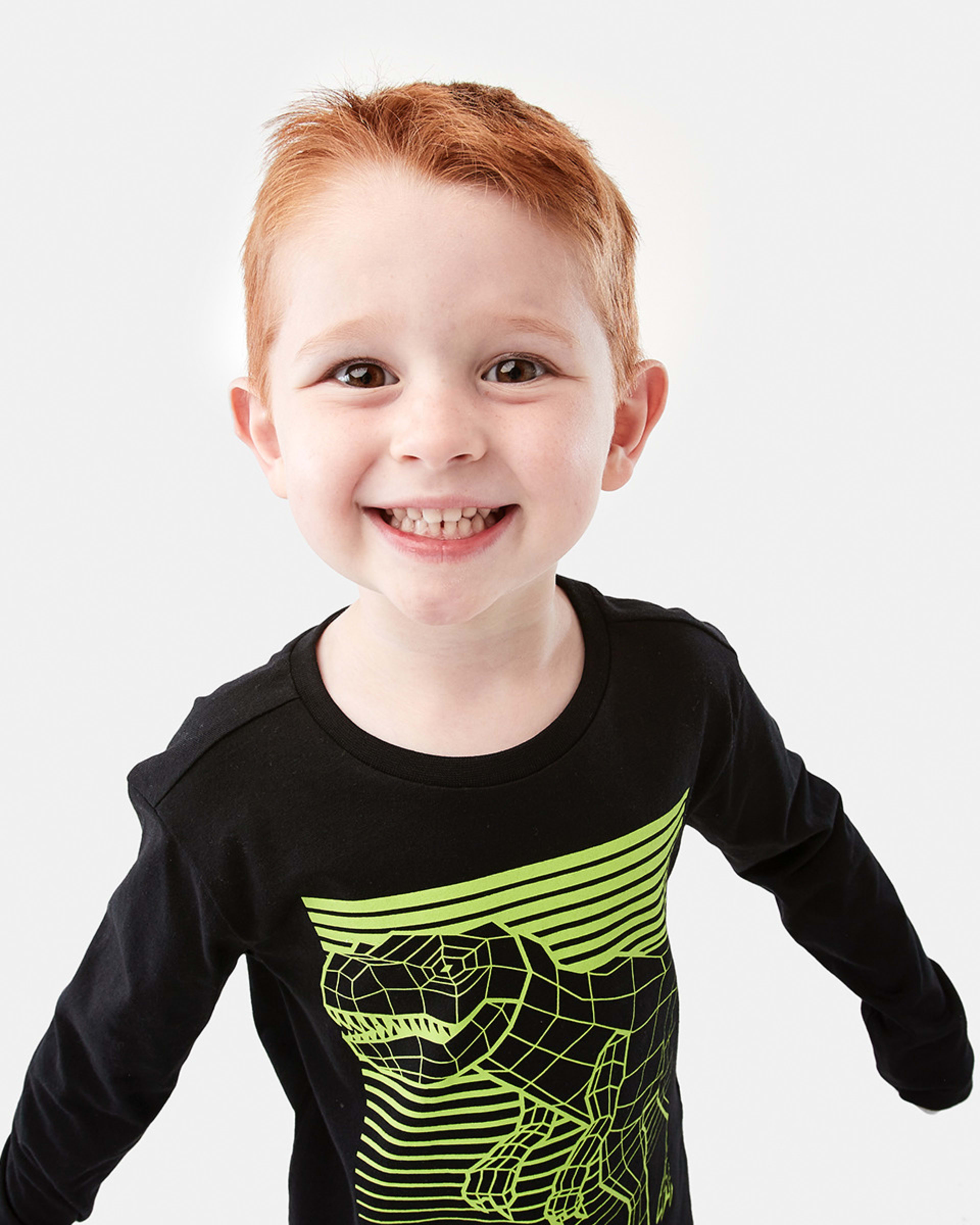 3 Long Sleeve Print T-shirt Black Dino, 3 of 8