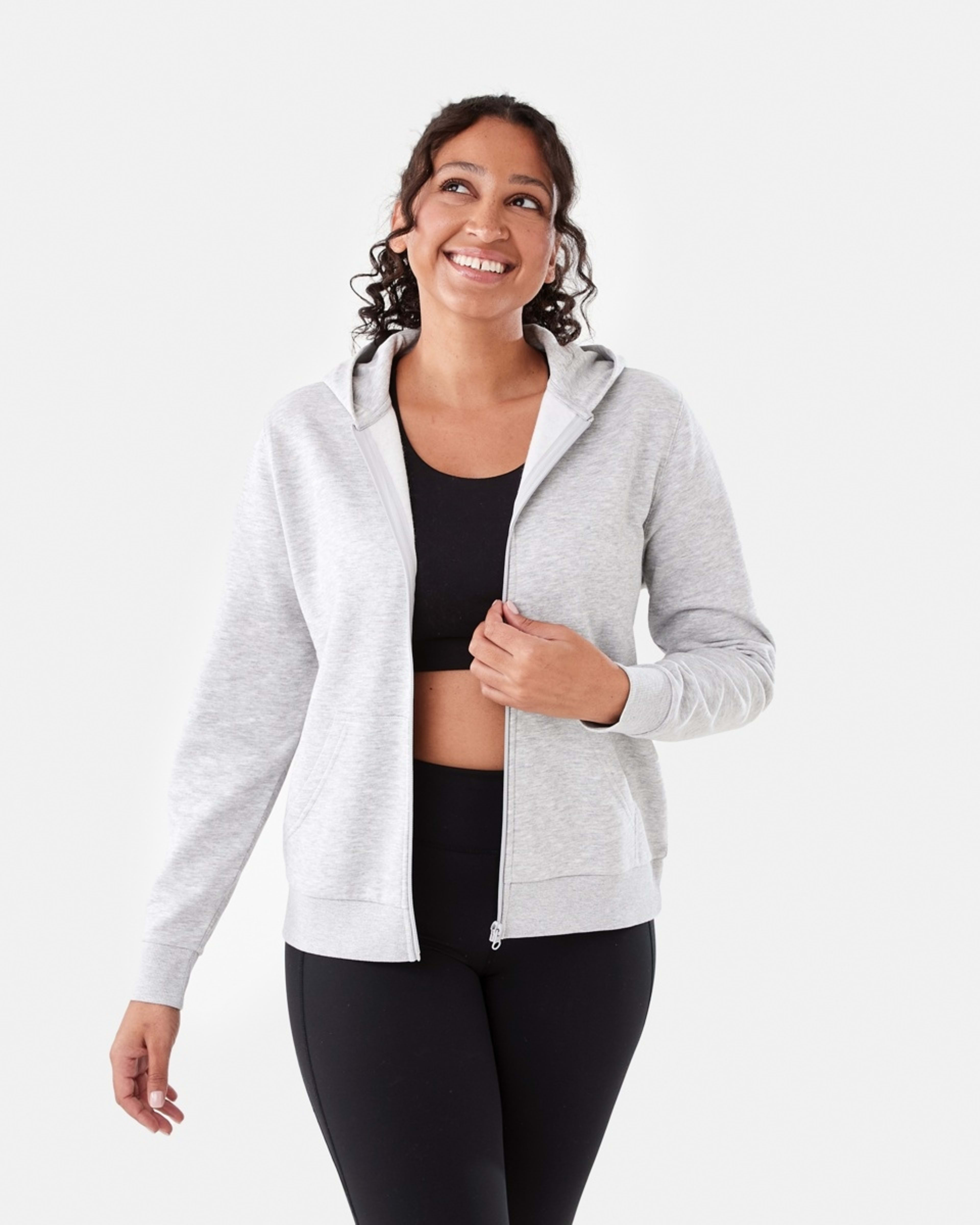 1 Active Womens Zip Through Hoodie SOFT GREY MARLE