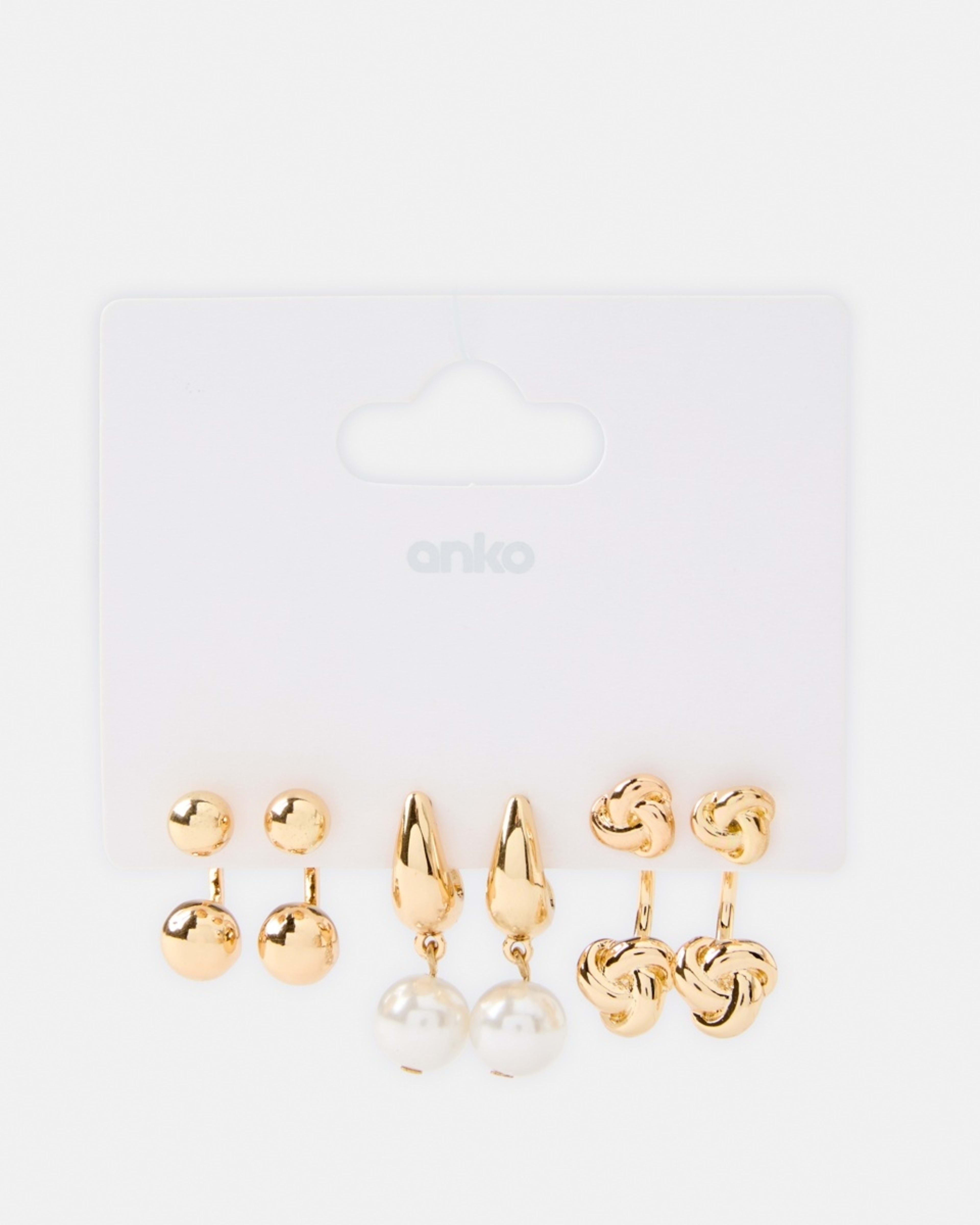 5 3 Pack Front and Back Earrings - Gold Tone Gold, 5 of 5