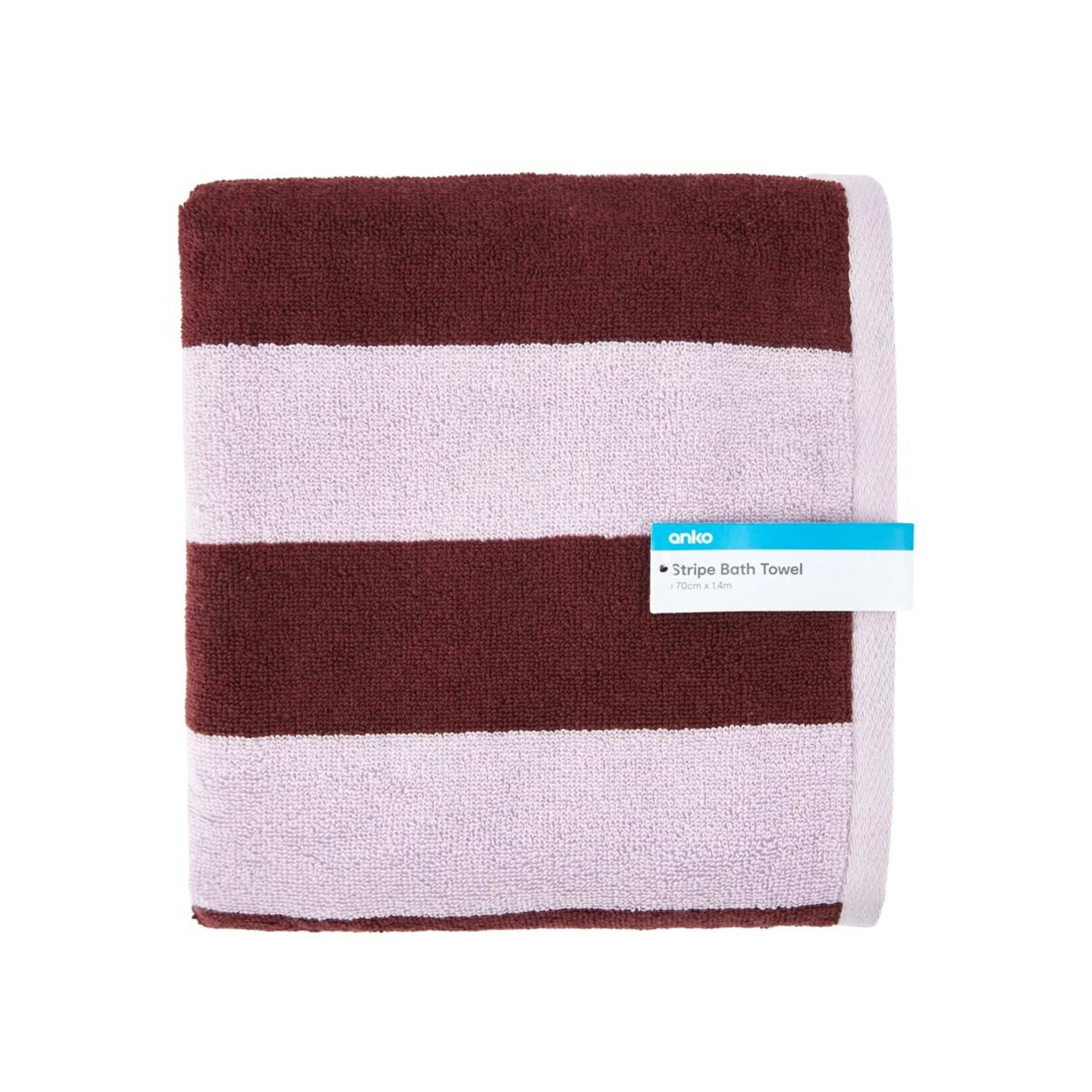 5 Stripe Cotton Bath Towel - Port, 5 of 5