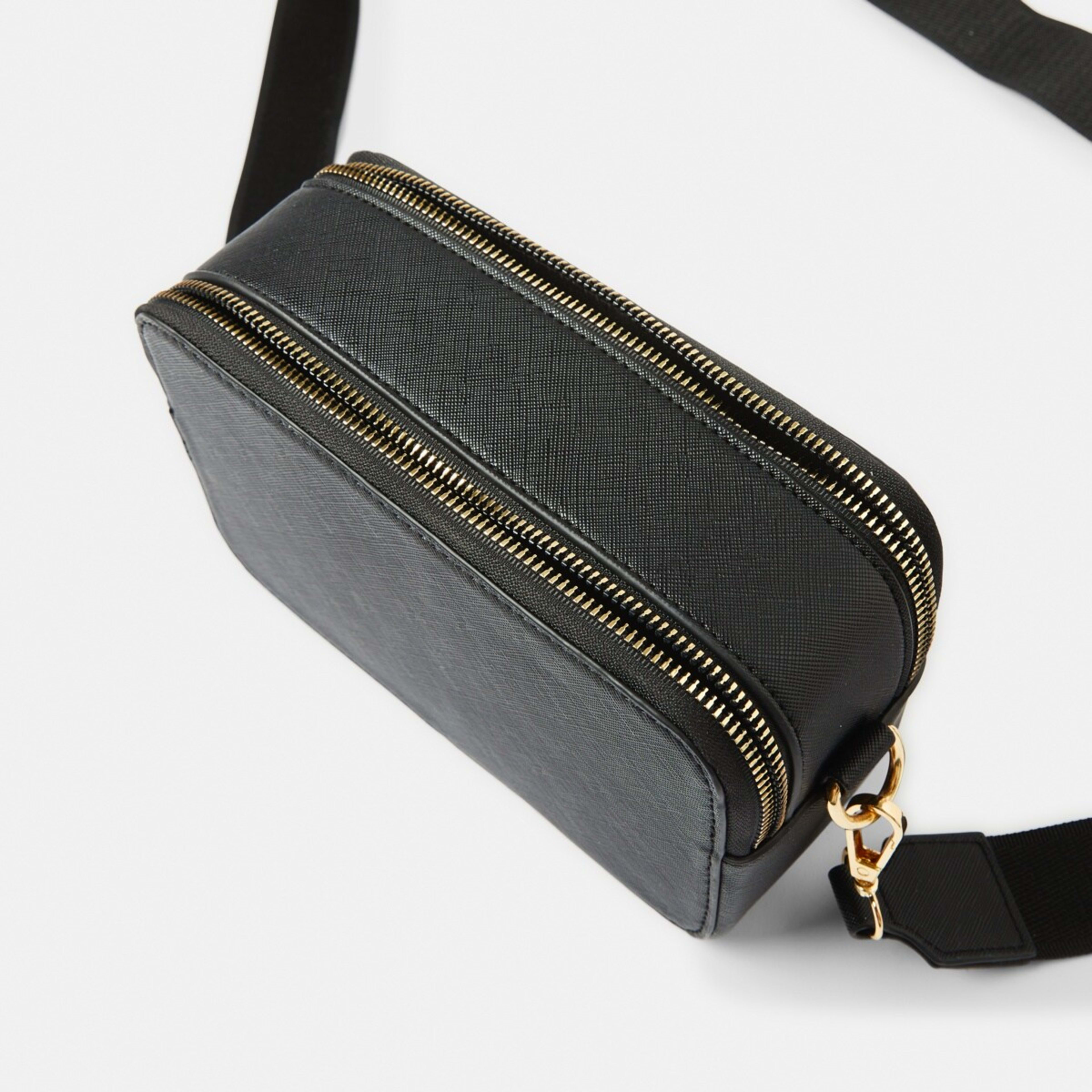 4 Double Zip Crossbody Bag Black, 4 of 7