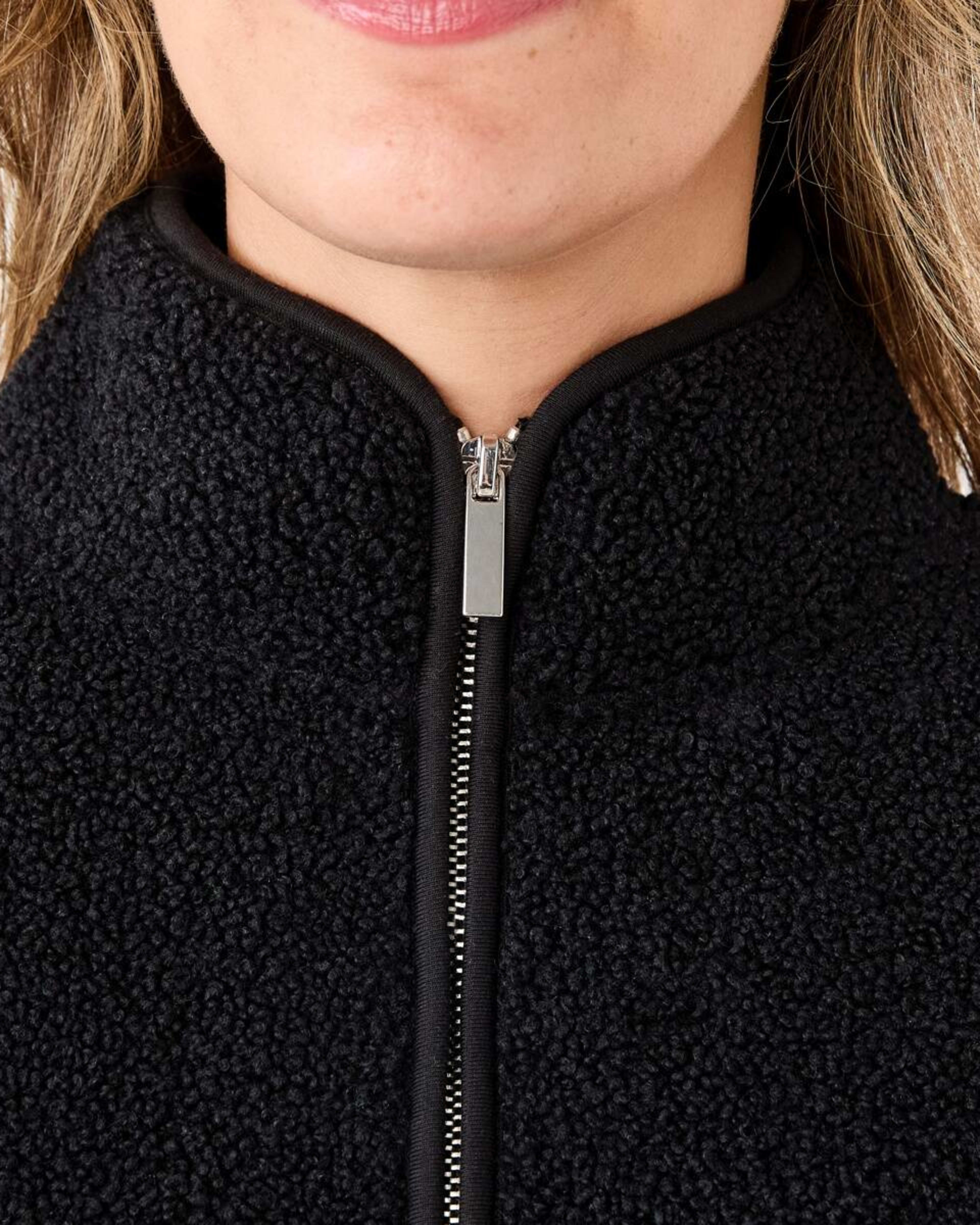 5 Long Sleeve Quarter Zip Through Boucle Sweatshirt Black, 5 of 6