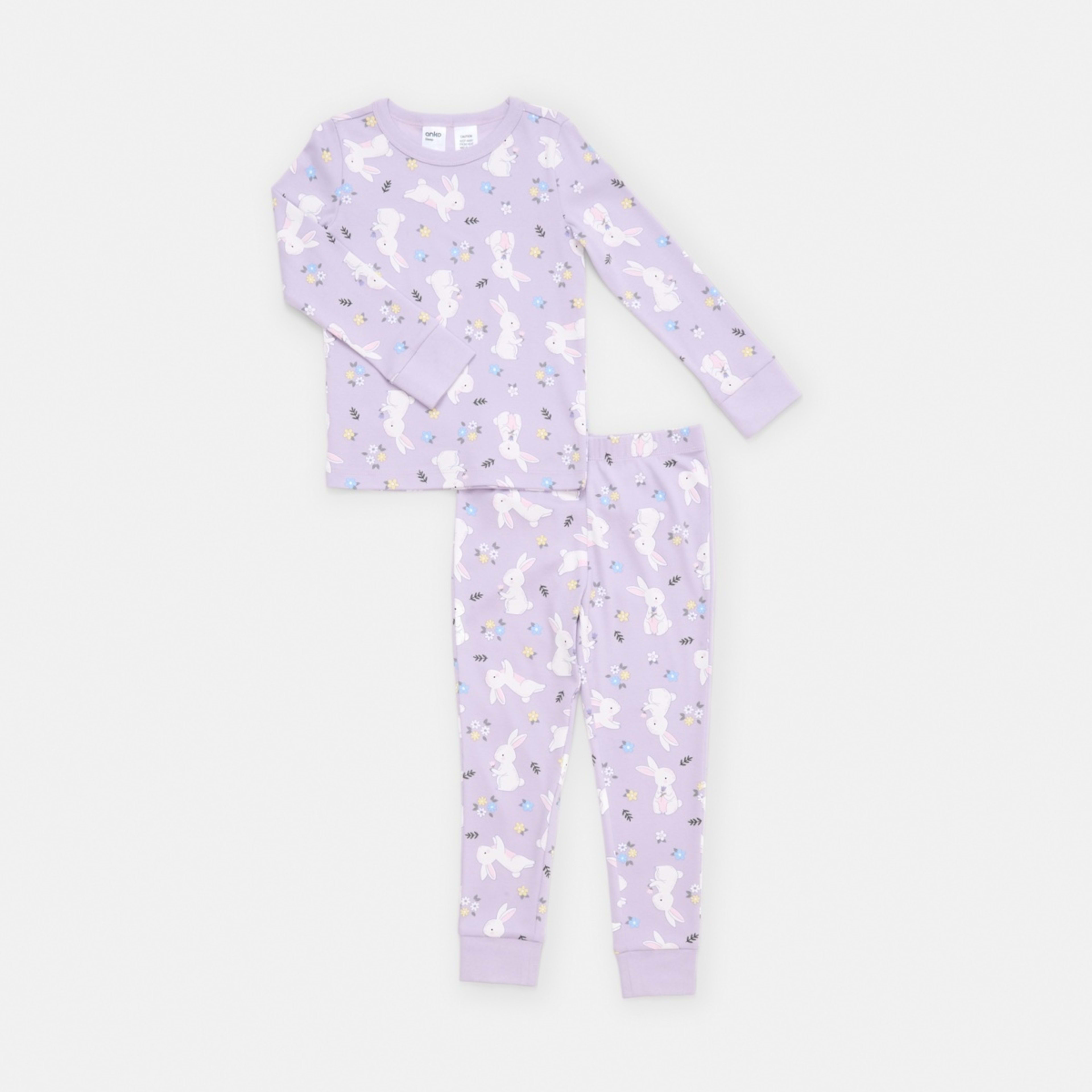 6 Rib Pyjama Set Bunnies Lilac, 6 of 9