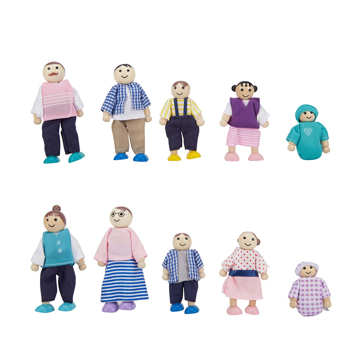 wooden doll family set