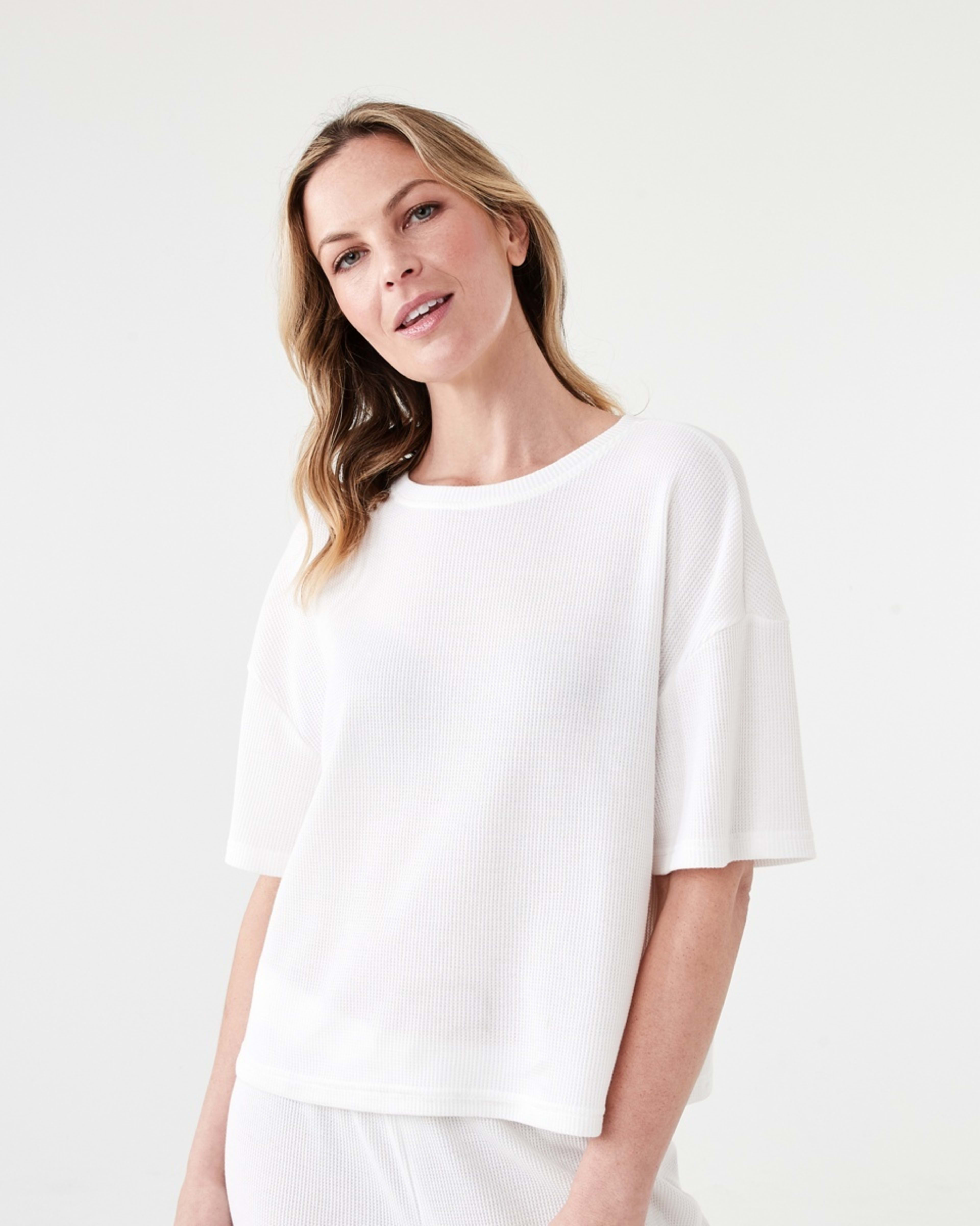 1 Waffle Boxy T-shirt WHISPER WHITE, 1 of 6