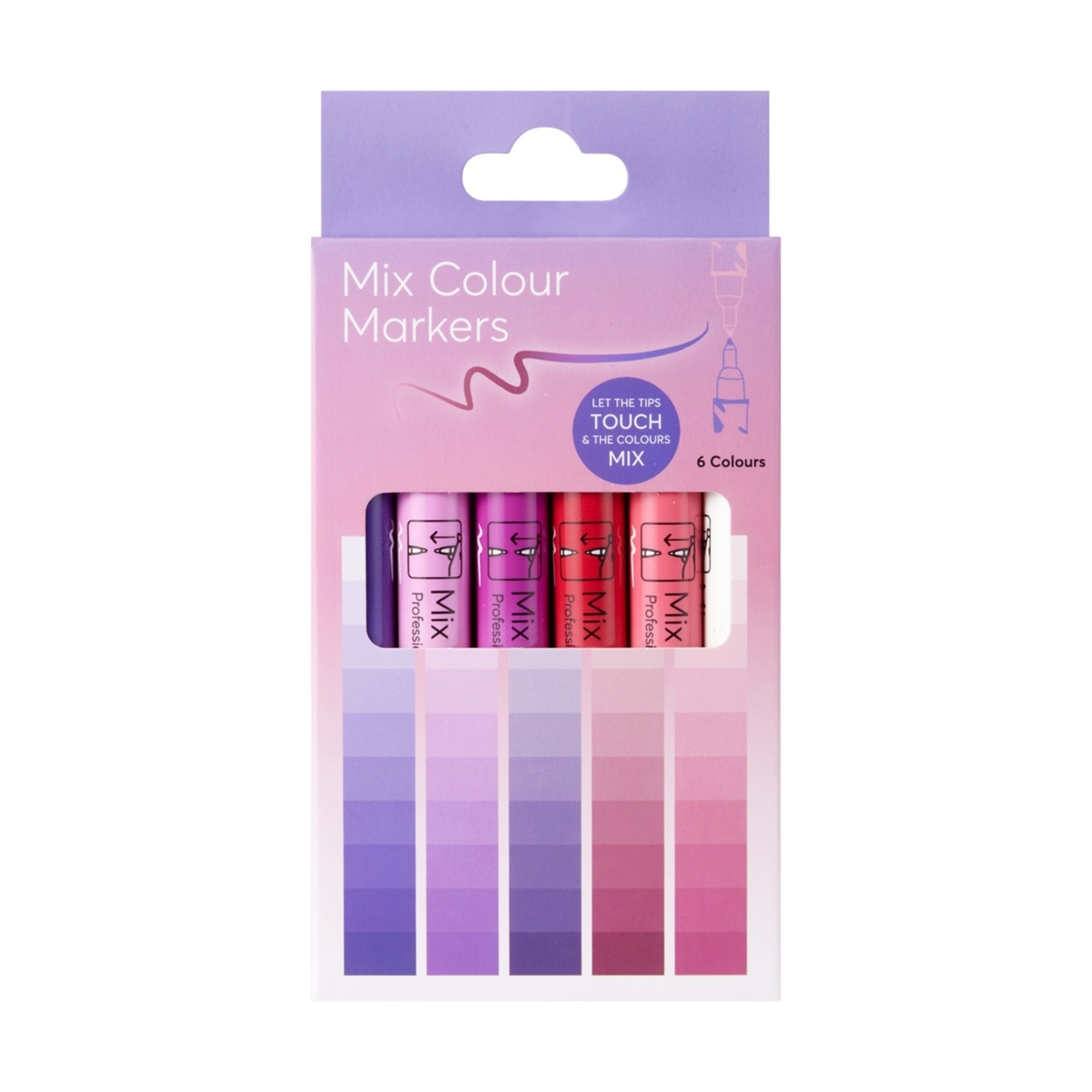 1 6 Pack Mix Colour Markers - Lilac
