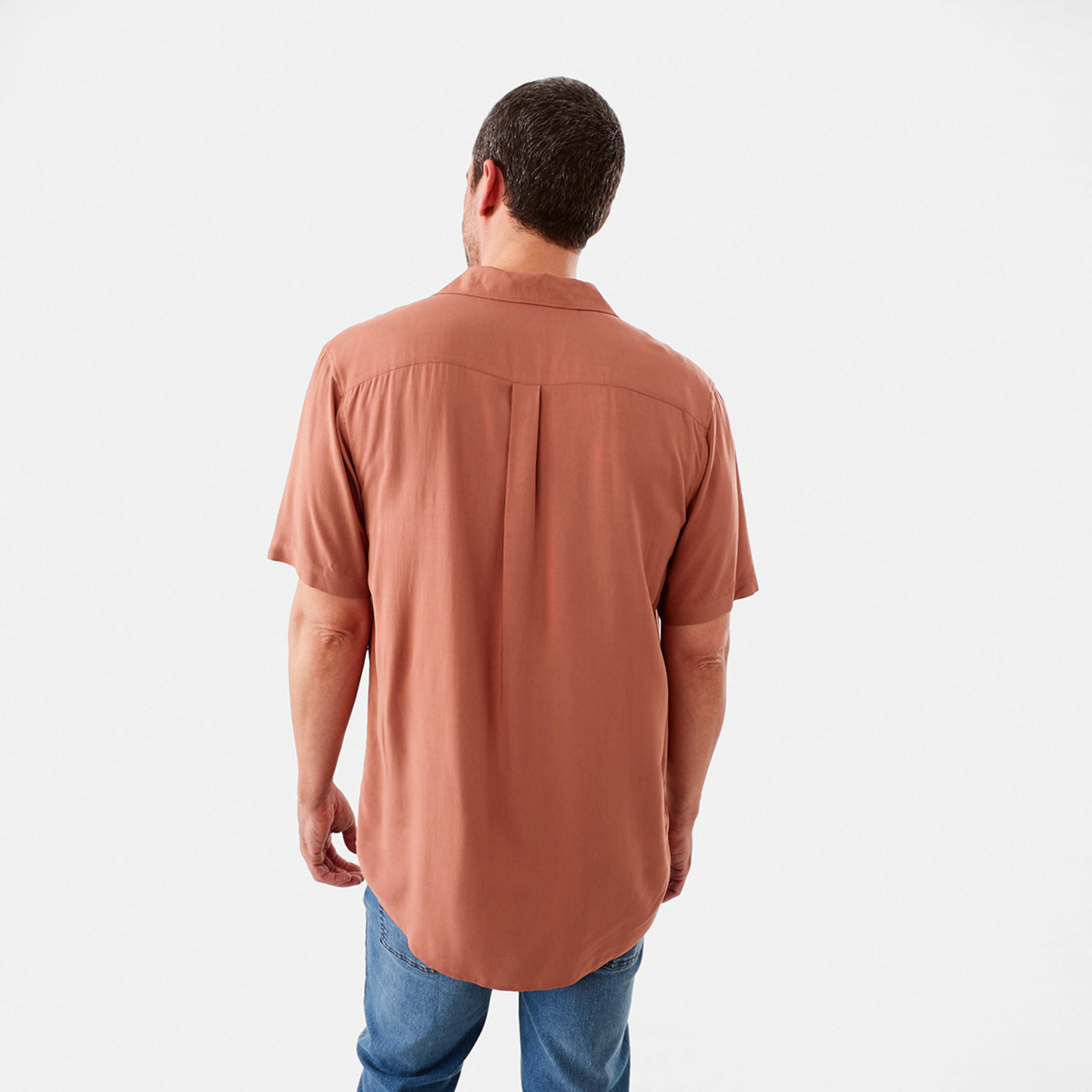 3 Short Sleeve Plain Resort Shirt Brn Cope, 3 of 6