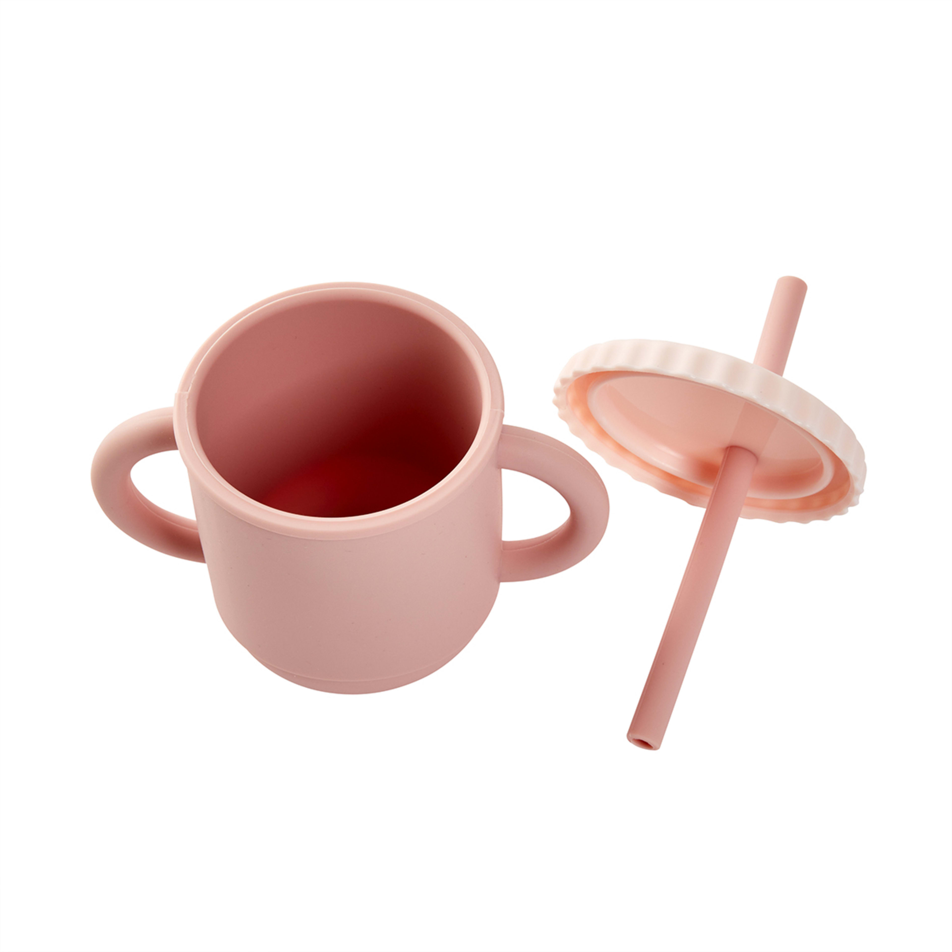 250ml Silicone Trasitional Straw Sippy Cup Pink Kmart