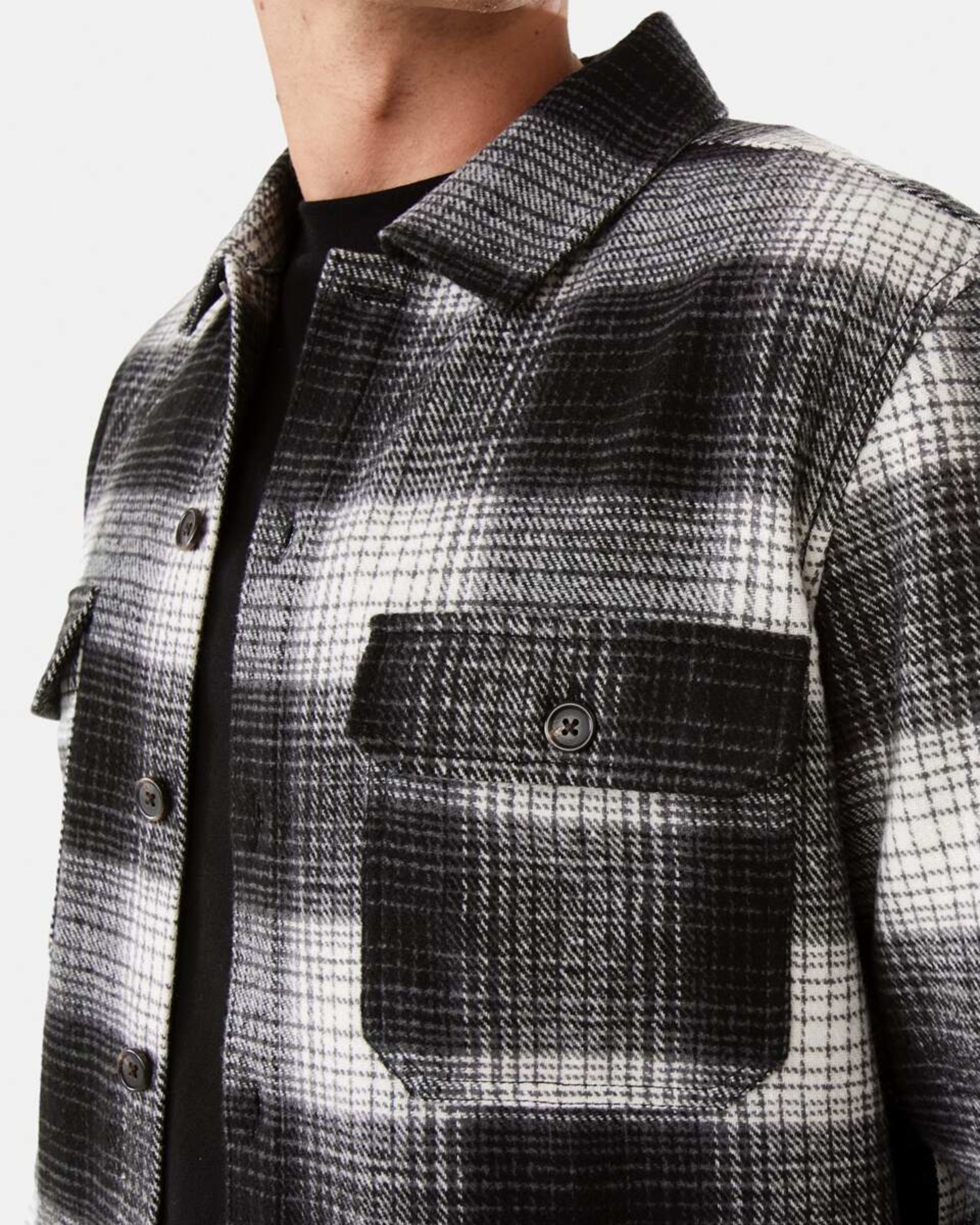 7 Long Sleeve Check Overshirt Blk Check, 7 of 8