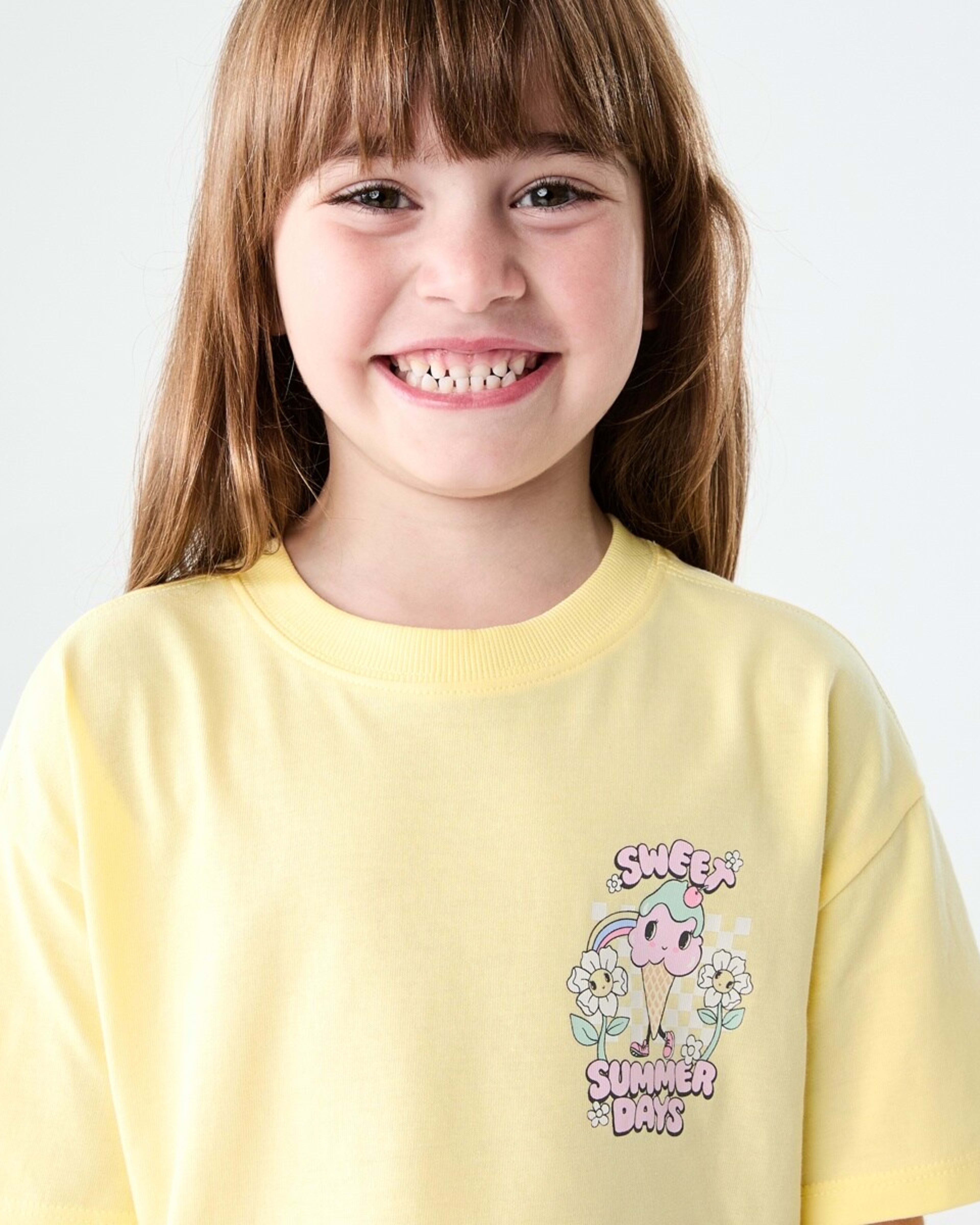 3 Short Sleeve Oversized Print T-shirt SWEET SUMMER DAYS BUTTER, 3 of 7