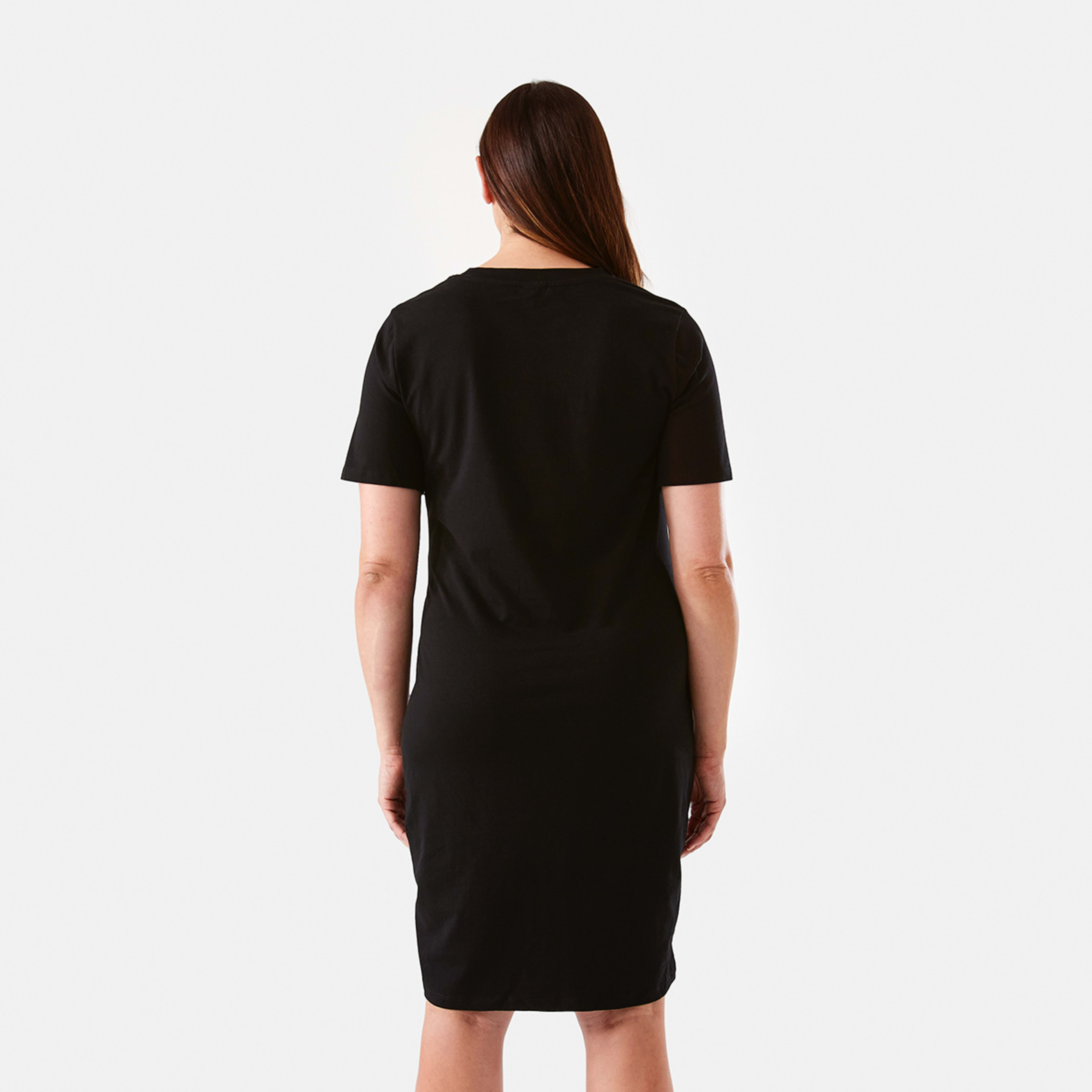 3 Maternity Short Sleeve T-shirt Midi Dress Black, 3 of 6