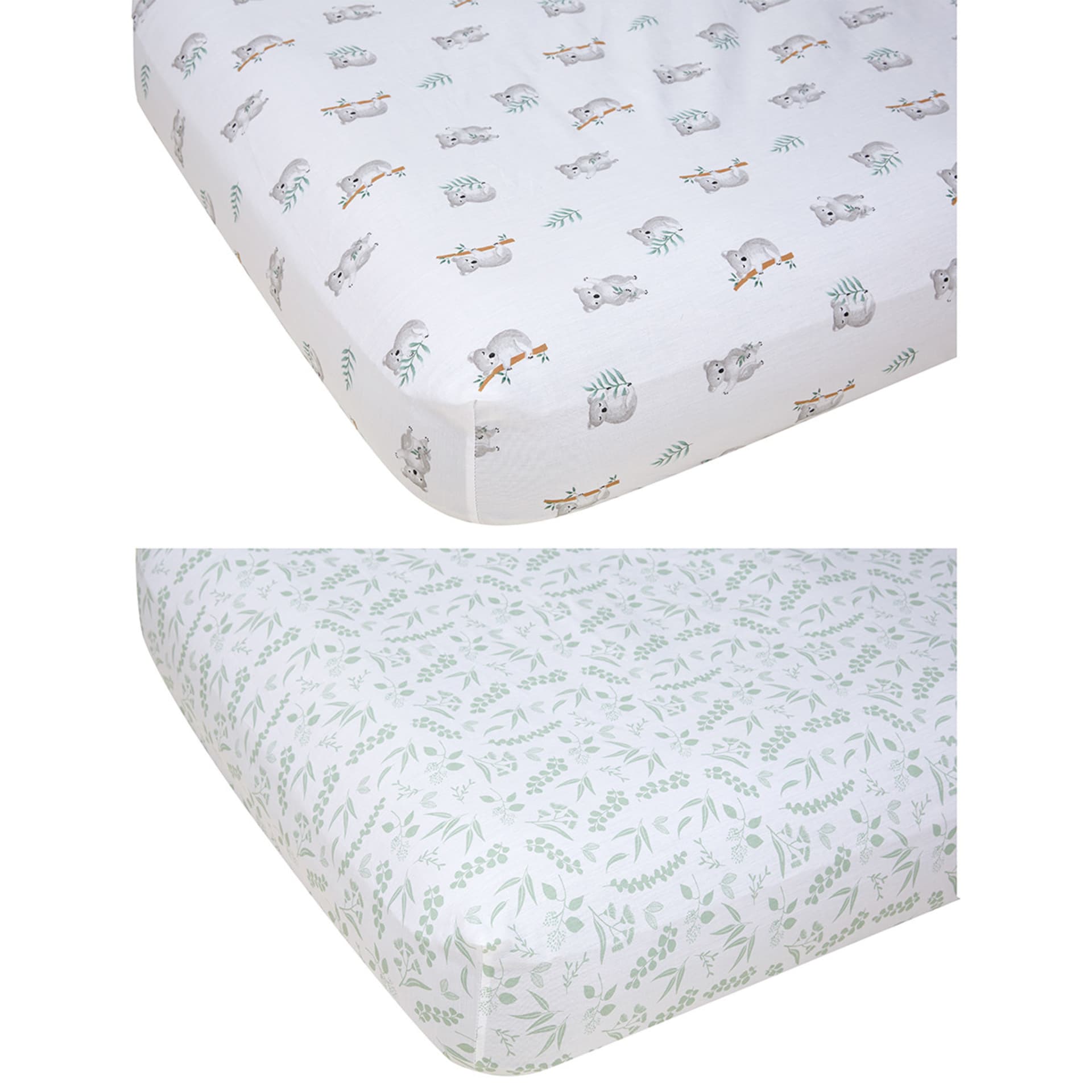 2 Organic Cotton Fitted Cot Sheets Koala Print Kmart