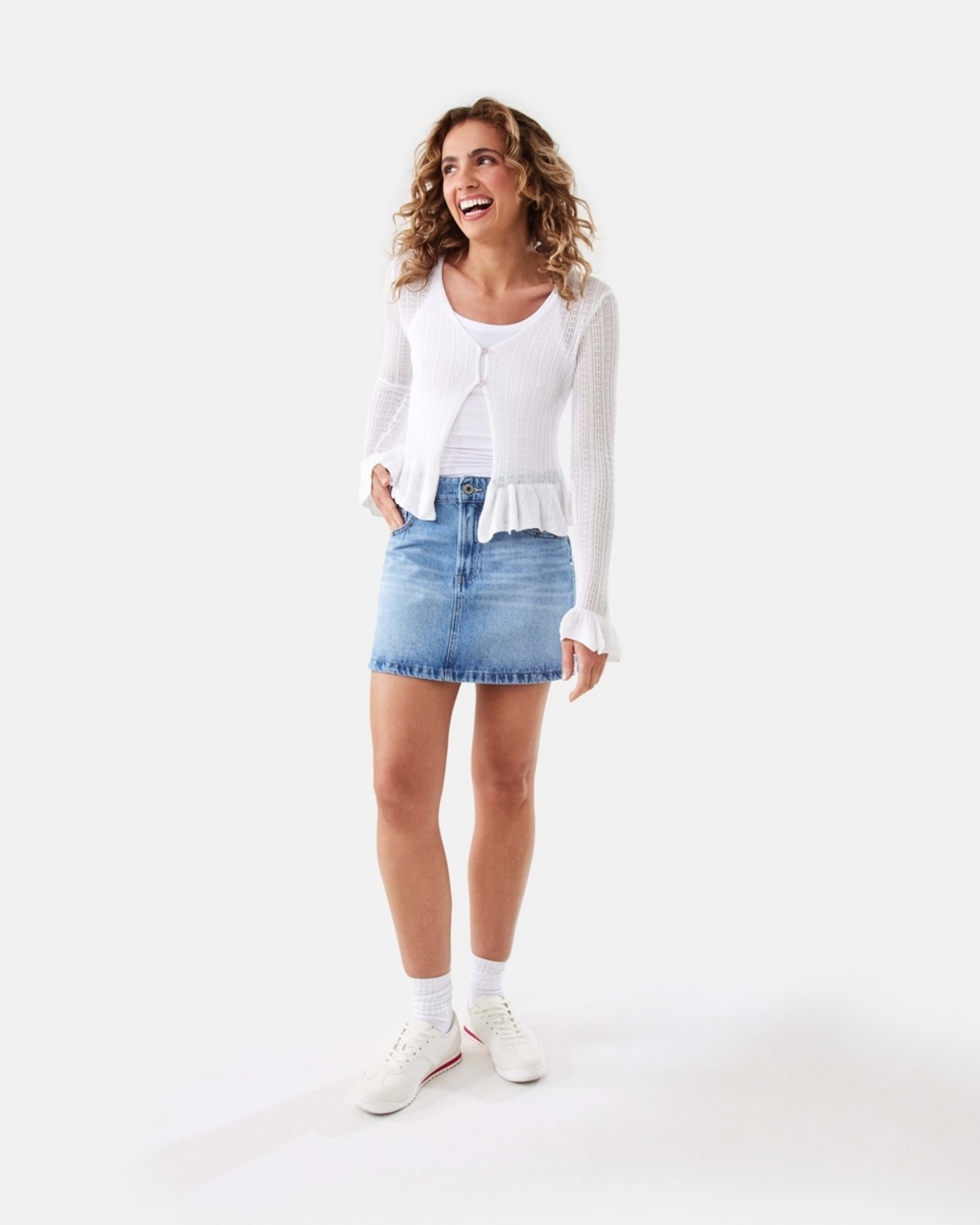 2 Long Sleeve Frill Cardigan Snw White, 2 of 9