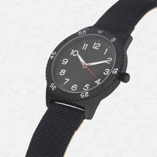 Analogue Nylon Band Watch Black Kmart
