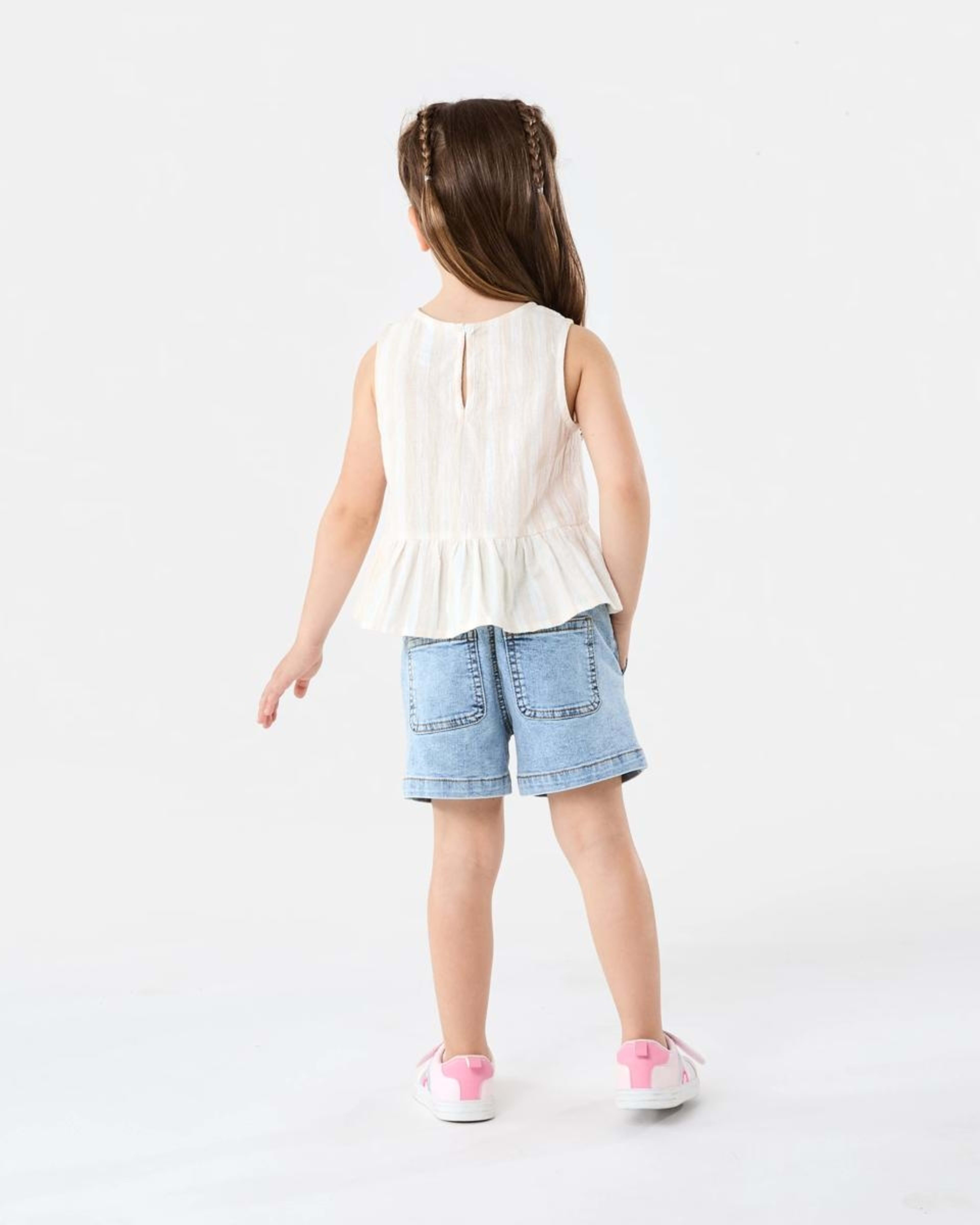 7 Tie Front Frill Top Bge Stripe, 7 of 7