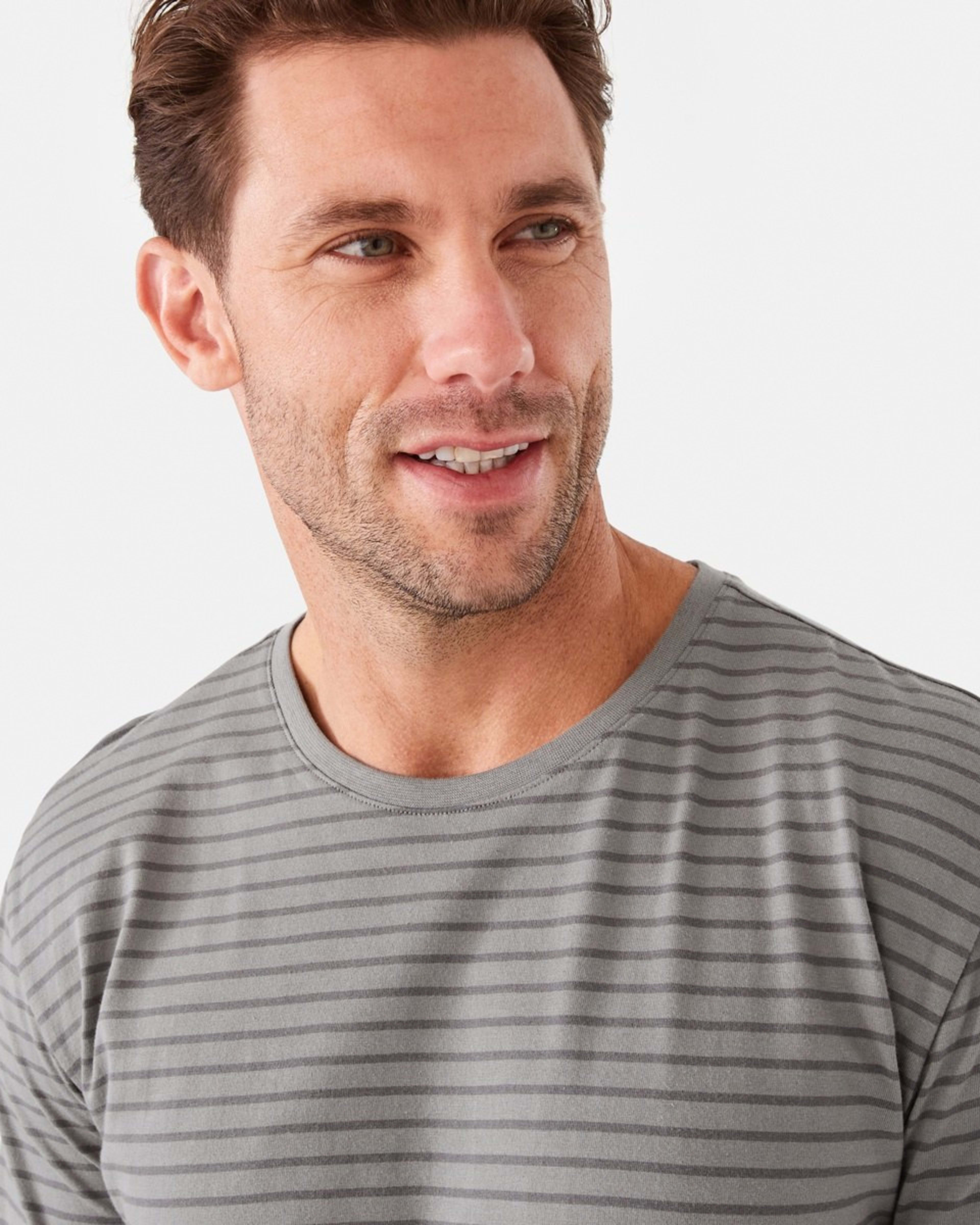 4 Australian Grown Cotton Stripe T-Shirt Gry Strp, 4 of 6