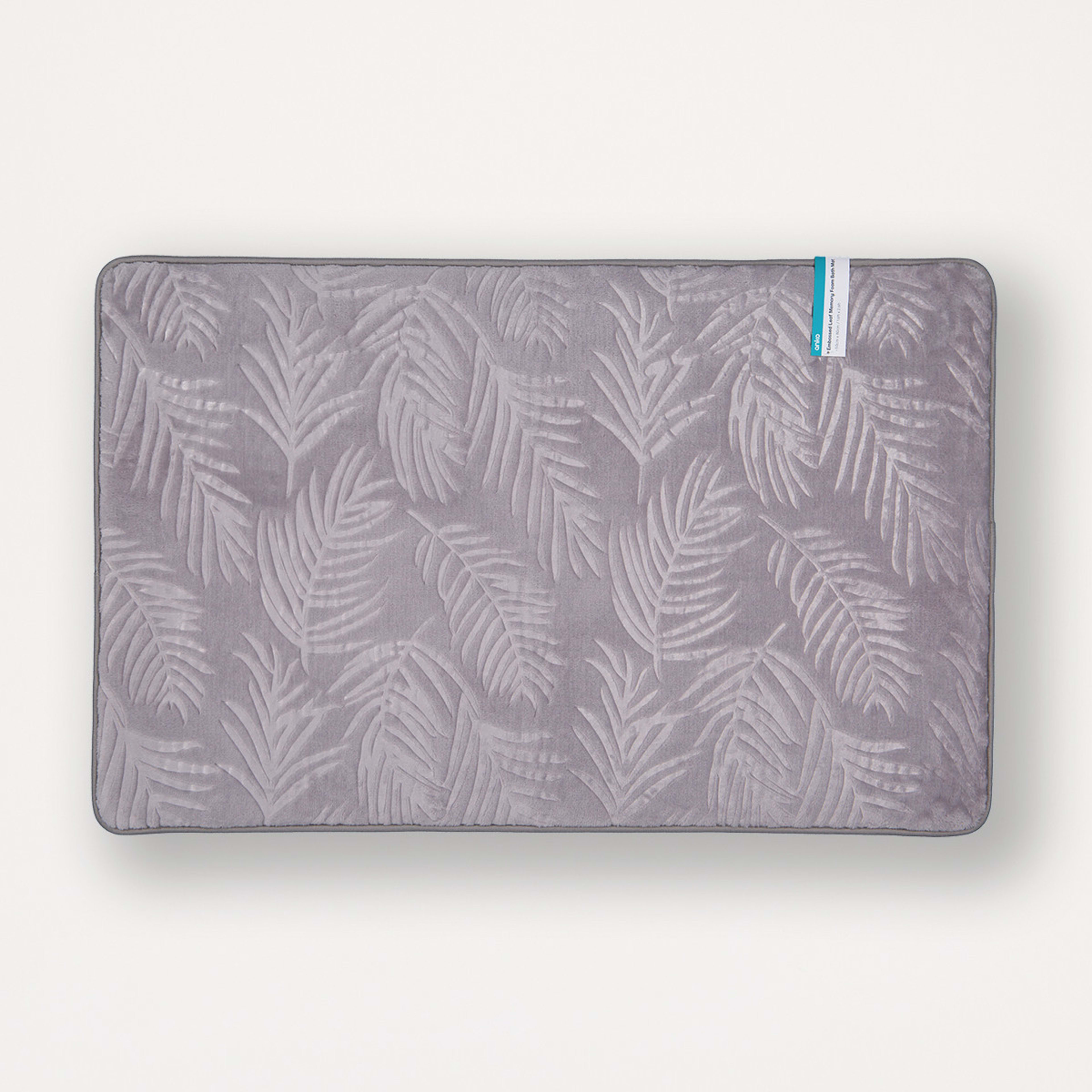Embossed Leaf Memory Foam Bath Mat Silver Kmart