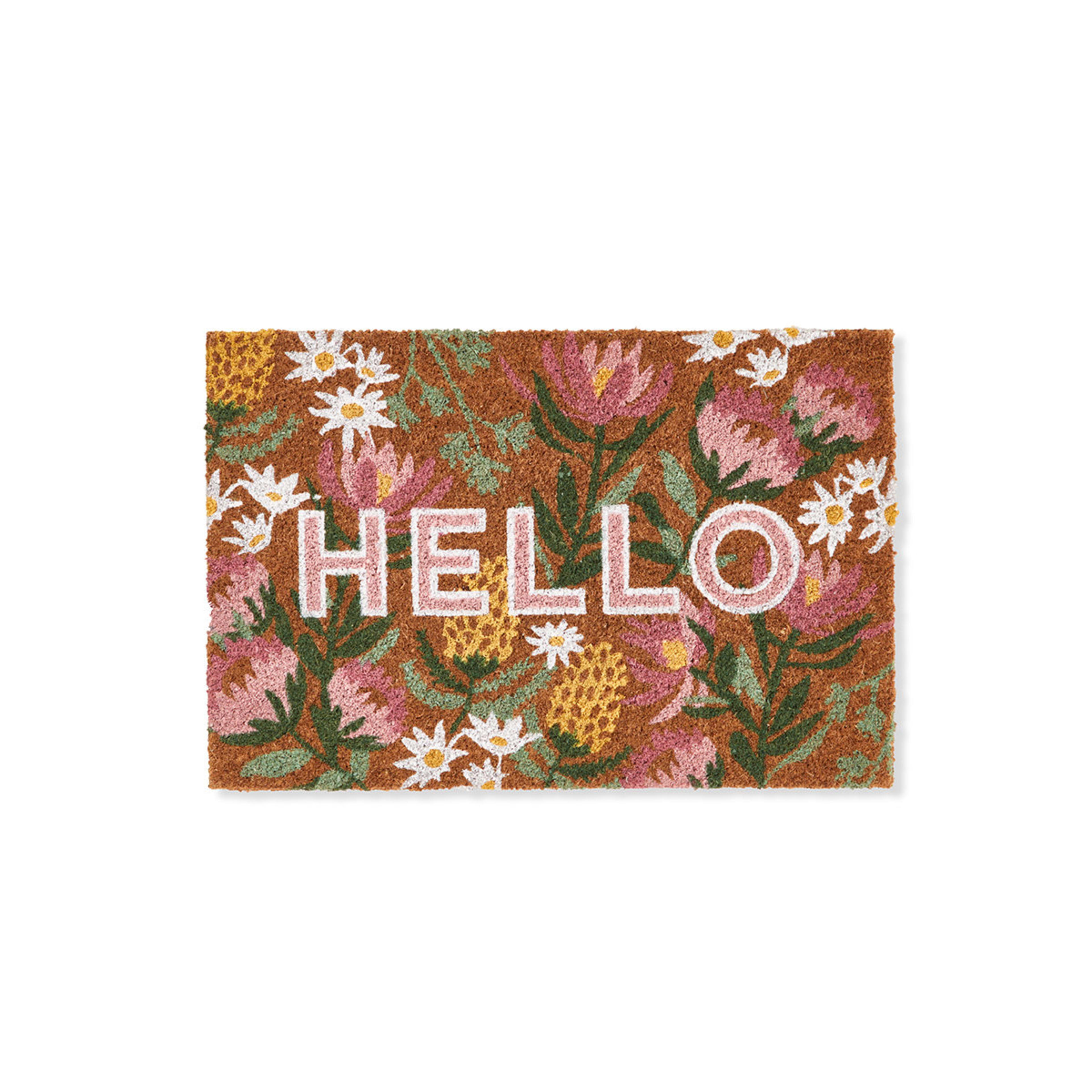 Floral Hello Doormat Kmart